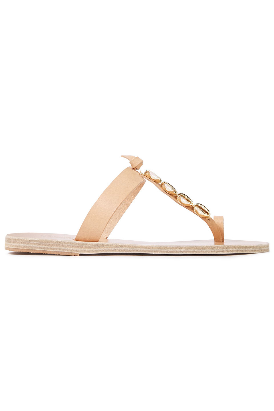 Ancient Greek Sandals Woman Iris Embellished Metallic Leather Sandals Sand Size 36