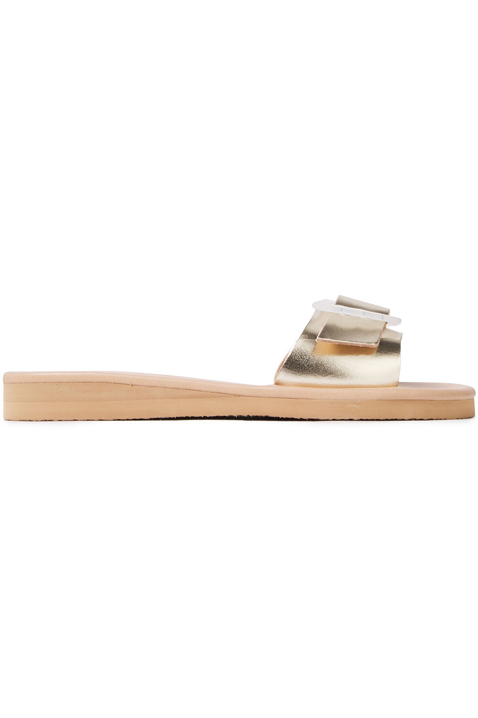 Ancient Greek Sandals Aglaia buckled metallic leather slides