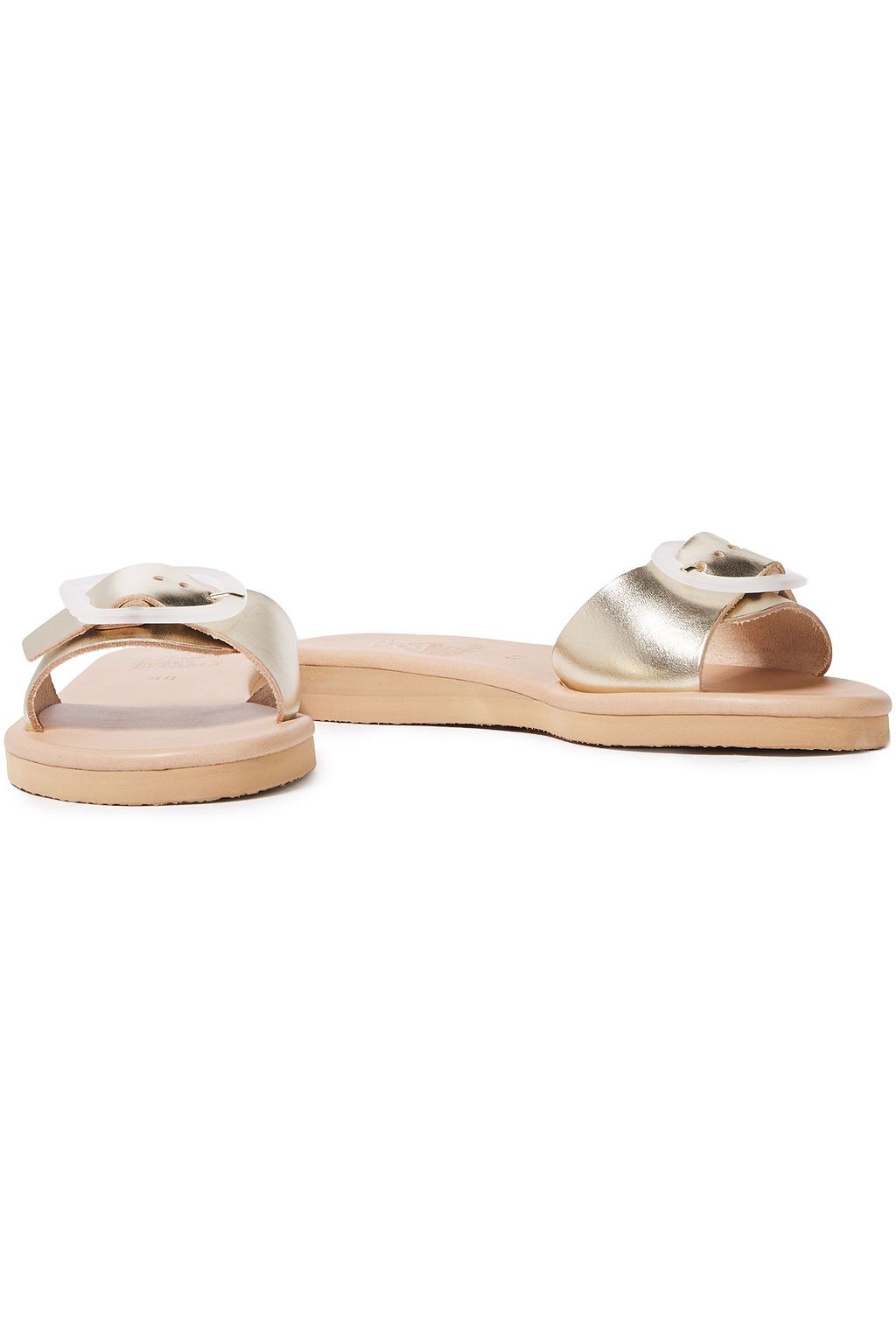 ANCIENT GREEK SANDALS Aglaia buckled leopard-print calf hair slides