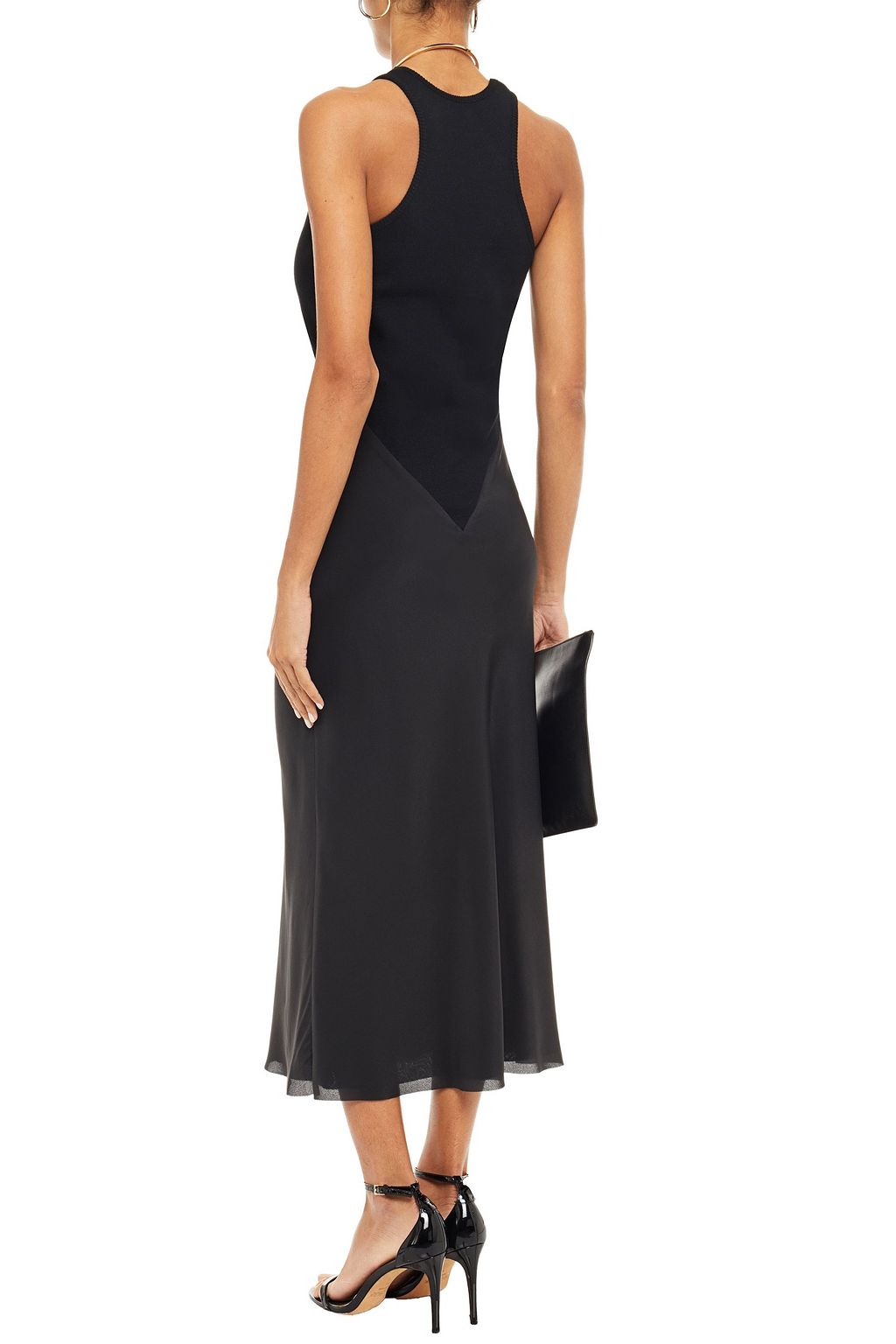 HAIDER ACKERMANN Paneled jersey and silk crepe de chine midi dress