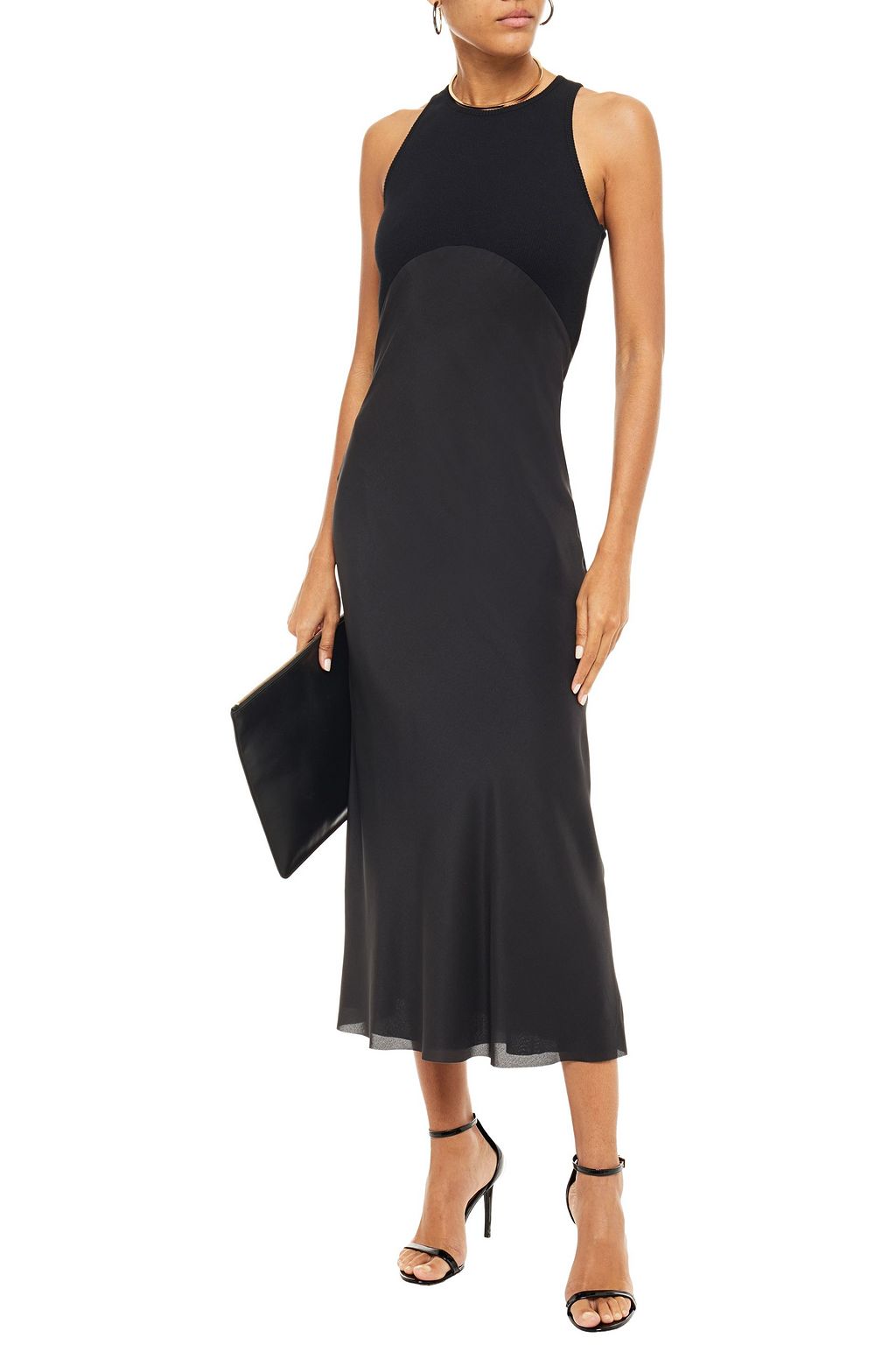 HAIDER ACKERMANN Paneled jersey and silk crepe de chine midi dress