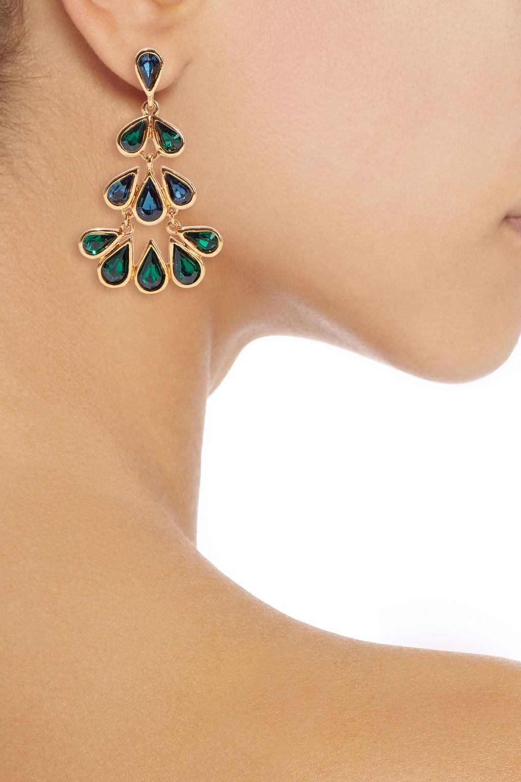 OSCAR DE LA RENTA Gold-tone crystal earrings