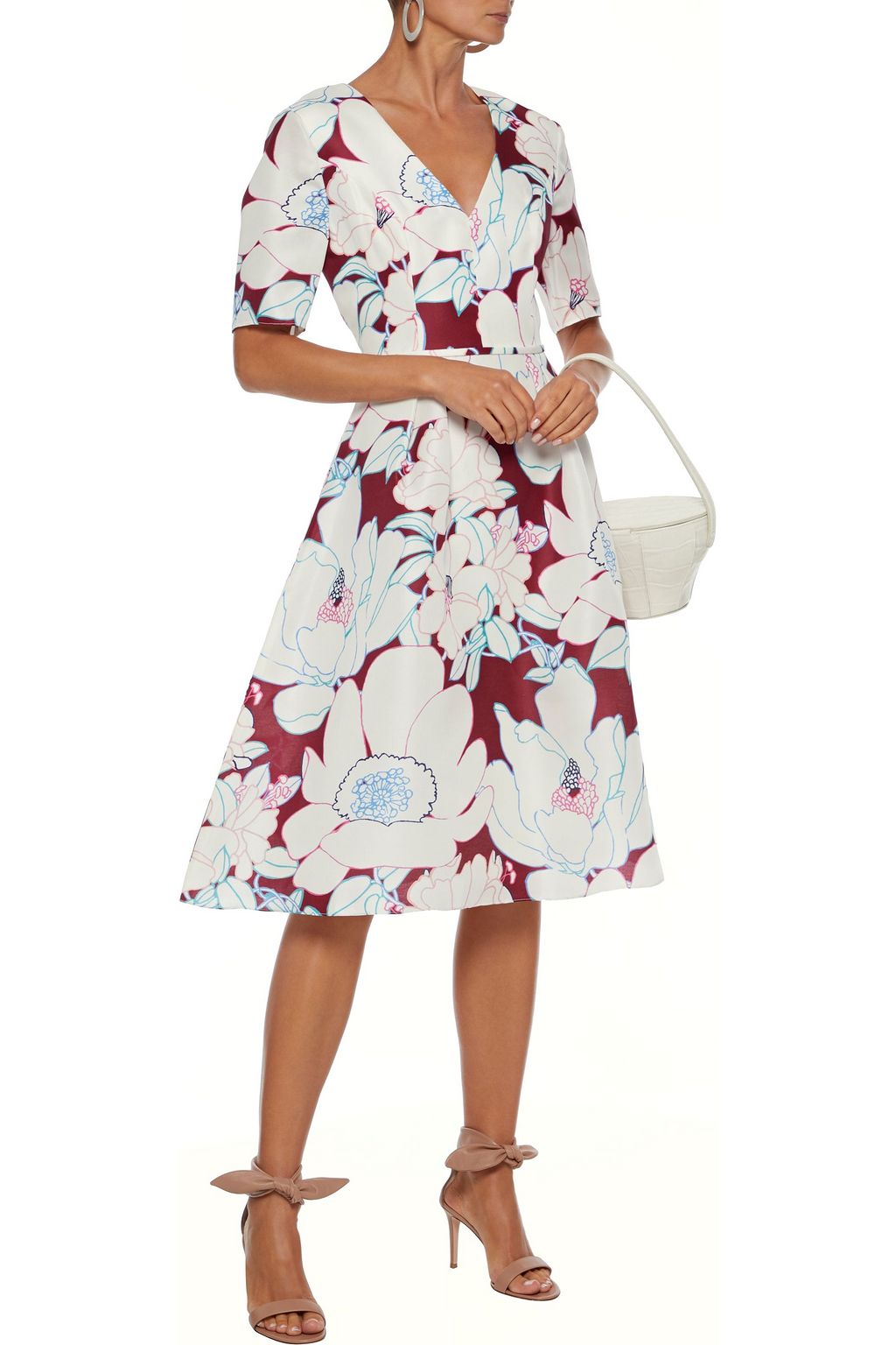 CAROLINA HERRERA Flared floral-print silk-twill dress
