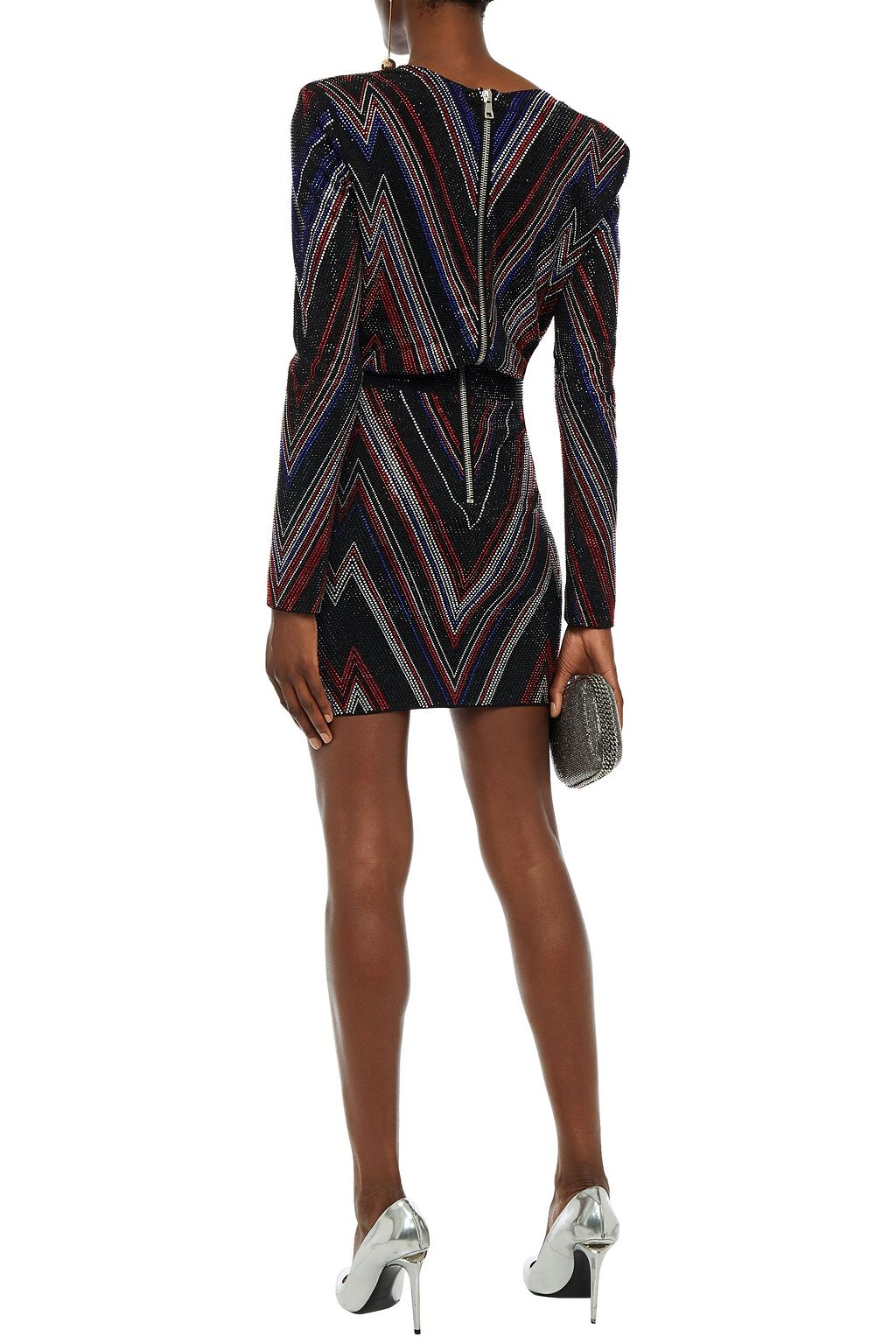 BALMAIN Wrap-effect crystal-embellished stretch-jersey mini dress