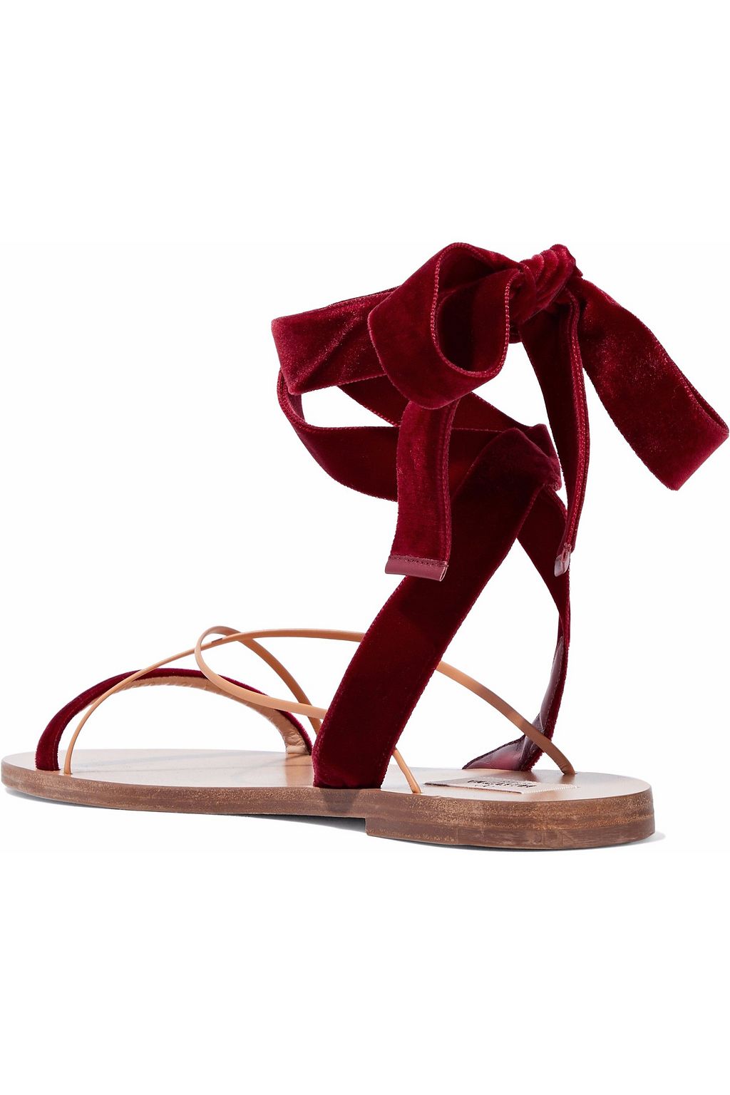 VALENTINO GARAVANI Lace-up leather-trimmed velvet sandals