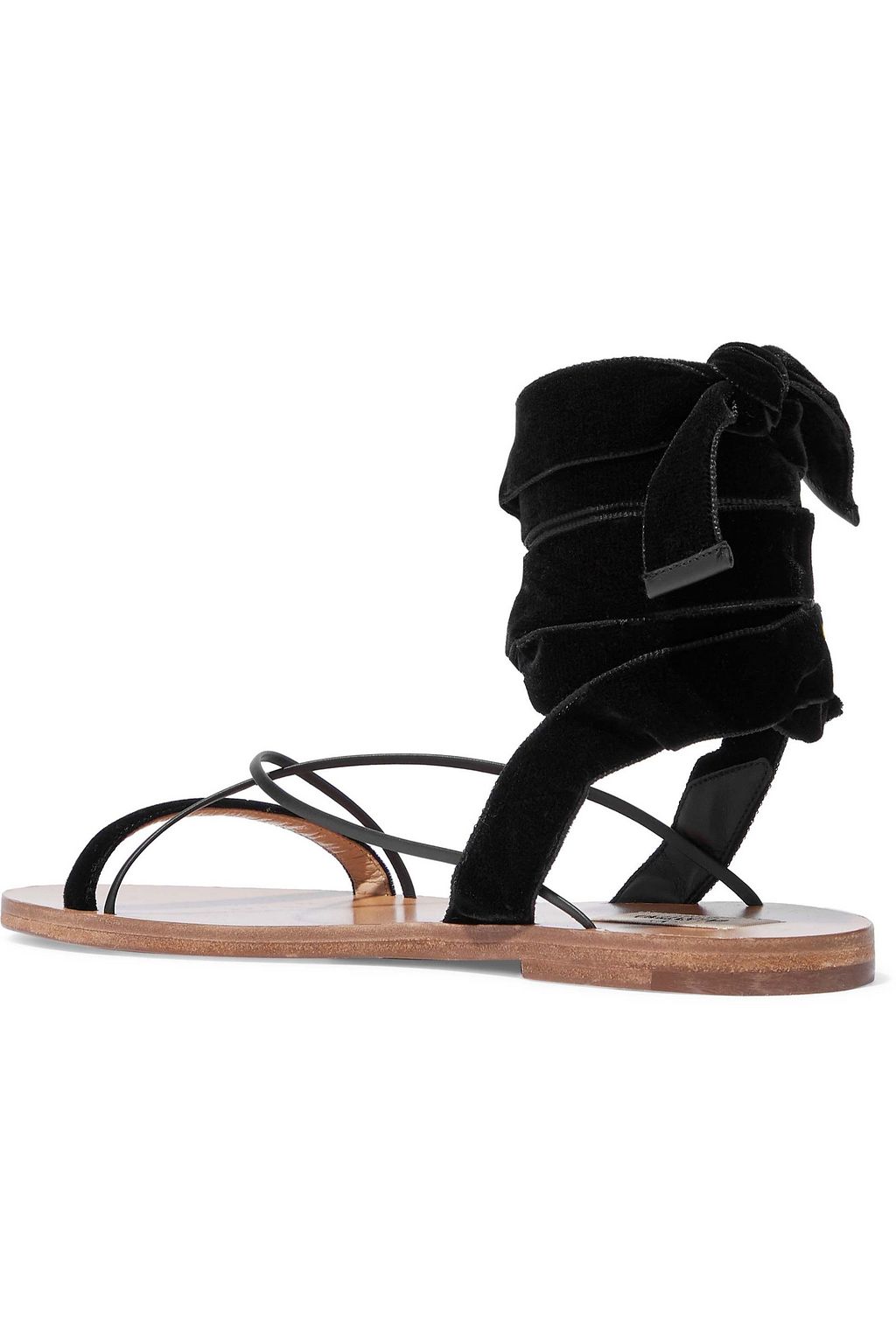 VALENTINO GARAVANI Lace-up leather-trimmed velvet sandals