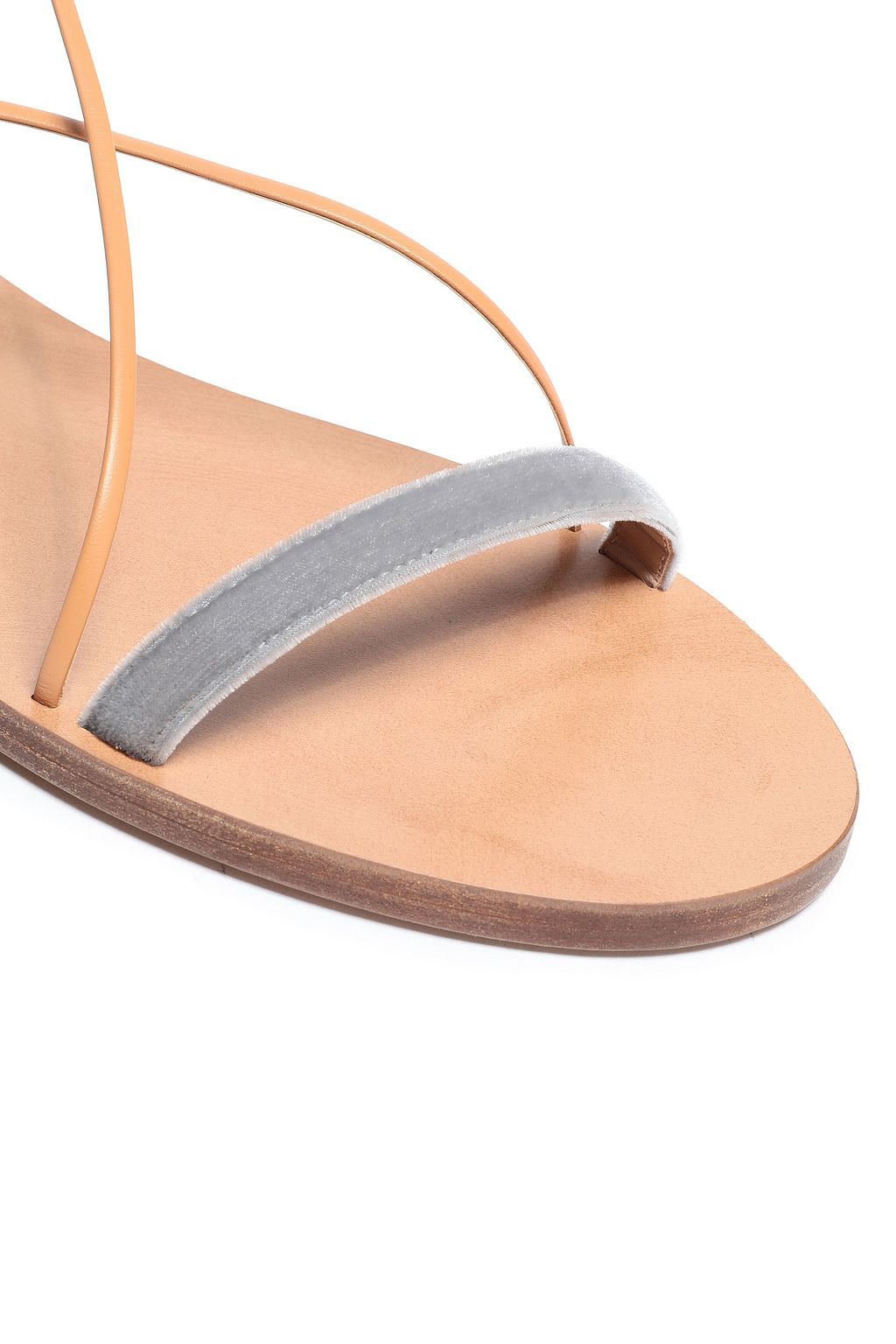 VALENTINO GARAVANI Lace-up leather-trimmed velvet sandals