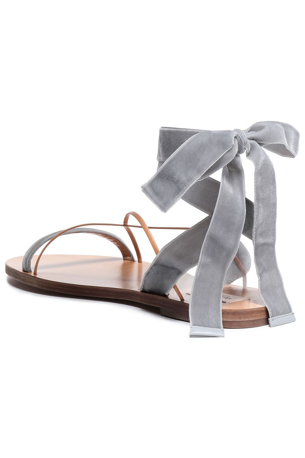 VALENTINO GARAVANI Lace-up leather-trimmed velvet sandals
