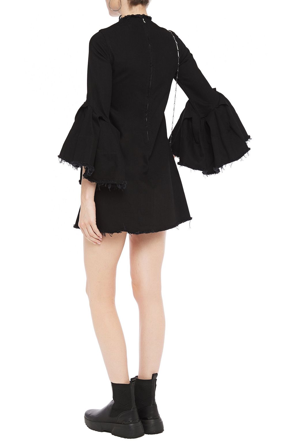 MARQUES' ALMEIDA Frayed ruffled denim mini dress