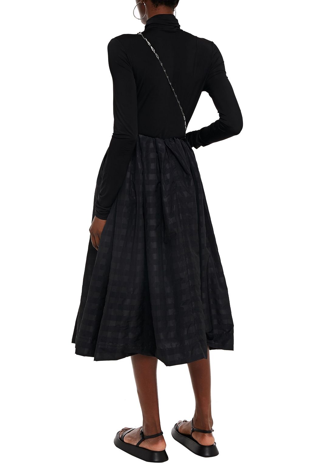 MARQUES' ALMEIDA Pleated checked taffeta midi skirt
