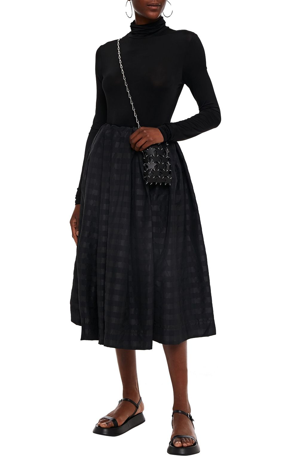 MARQUES' ALMEIDA Pleated checked taffeta midi skirt