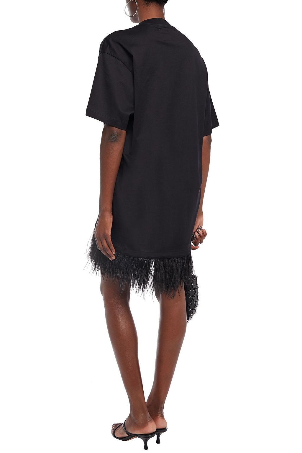 MARQUES' ALMEIDA Feather-embellished cotton-jersey mini dress