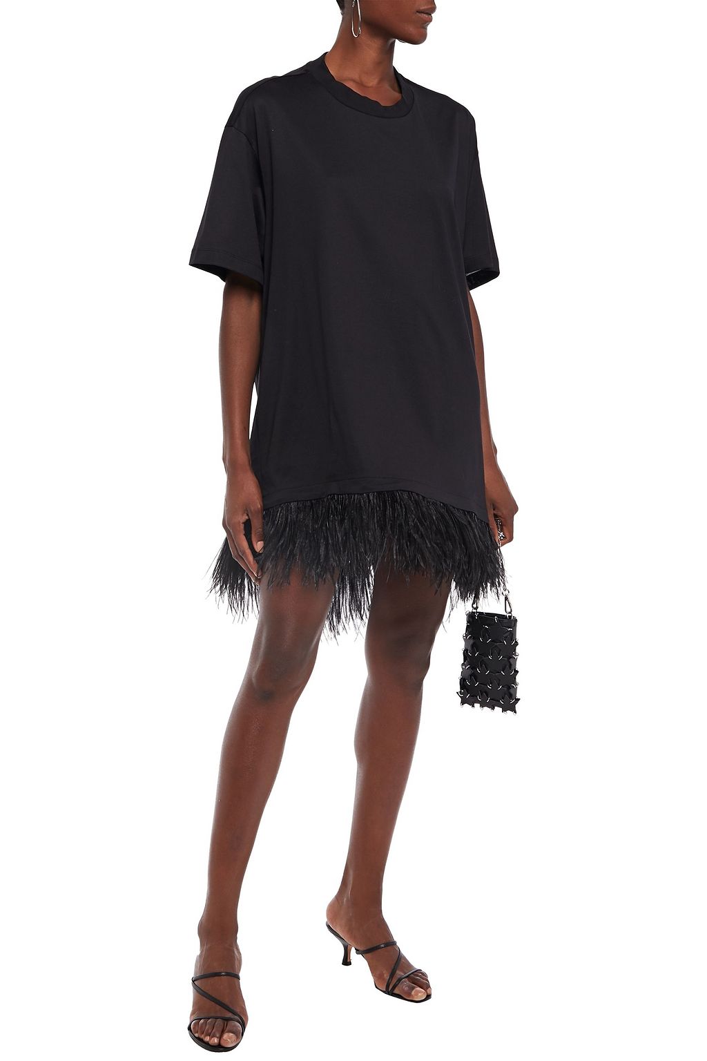 MARQUES' ALMEIDA Feather-embellished cotton-jersey mini dress