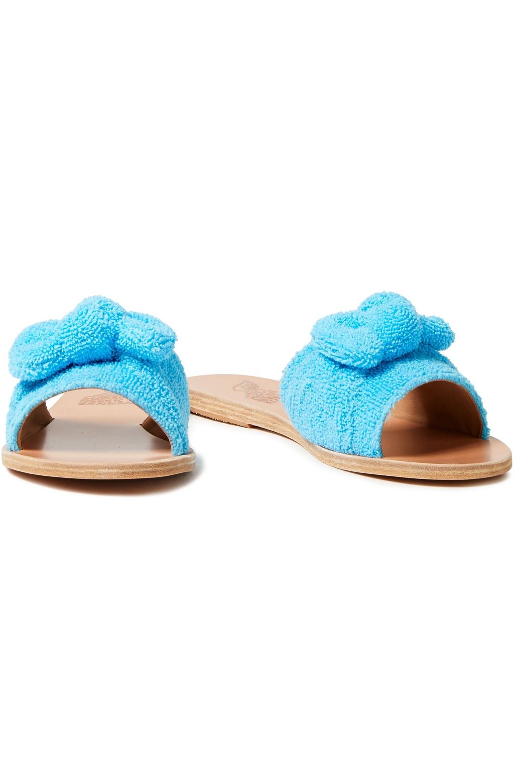 ANCIENT GREEK SANDALS Taygete bow-embellished terry slides