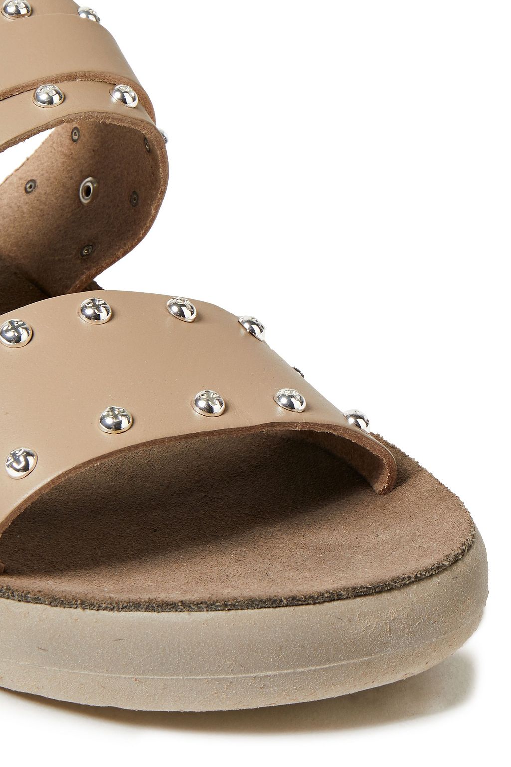 ANCIENT GREEK SANDALS Preveza buckled studded leather slides