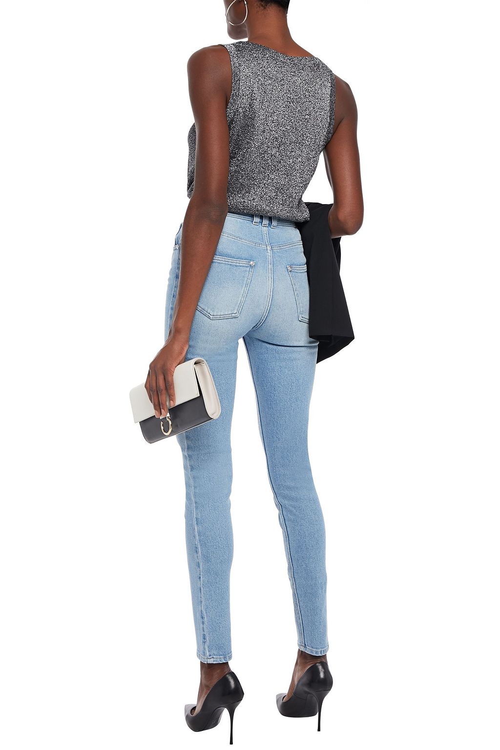 BALMAIN Embellished high-rise skinny jeans