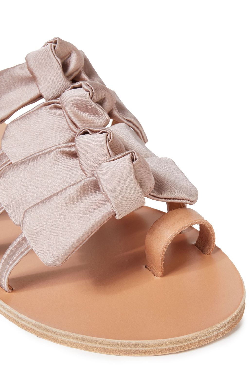 ANCIENT GREEK SANDALS Hara bow-embellished satin and leather sandals