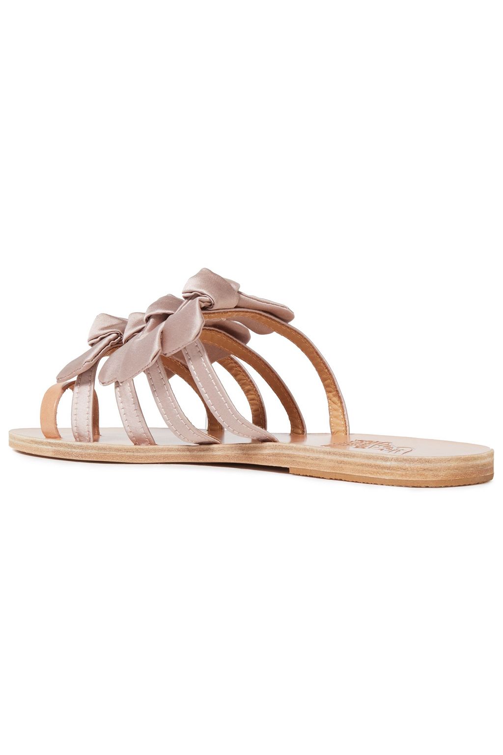 ANCIENT GREEK SANDALS Hara bow-embellished satin and leather sandals