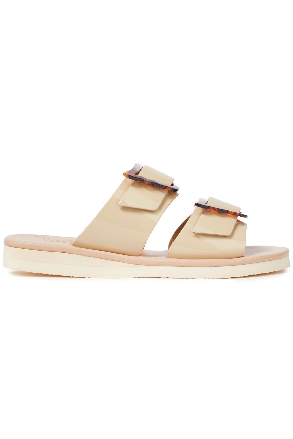 cream leather slides