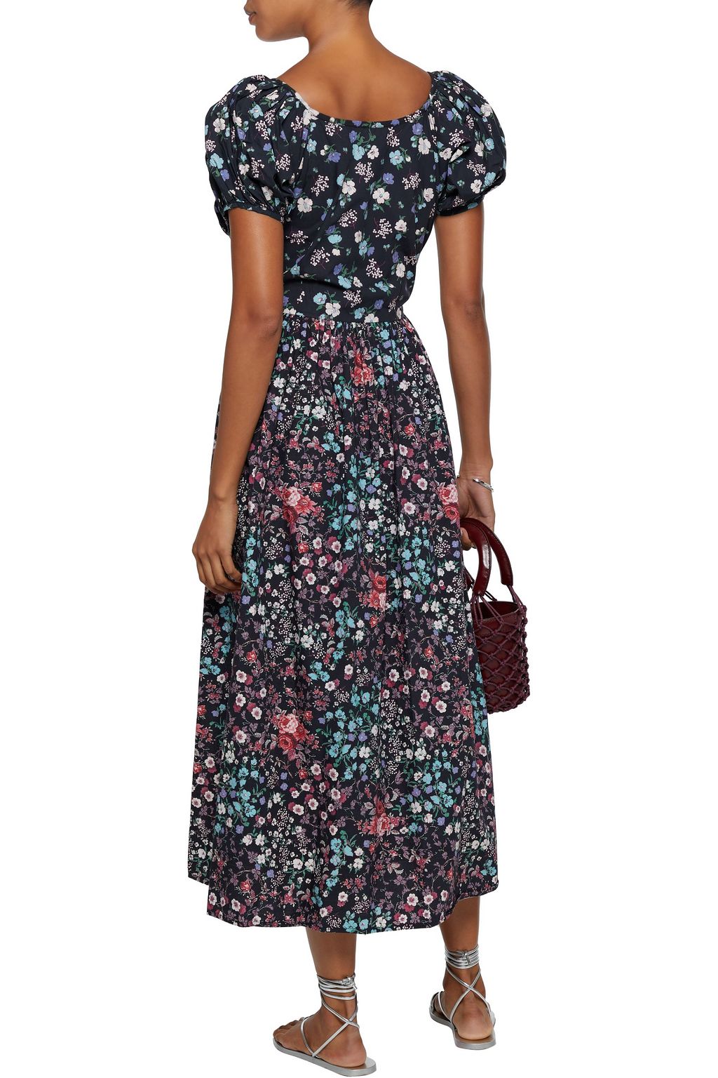 LOVESHACKFANCY Lais bow-embellished floral-print cotton-poplin midi dress