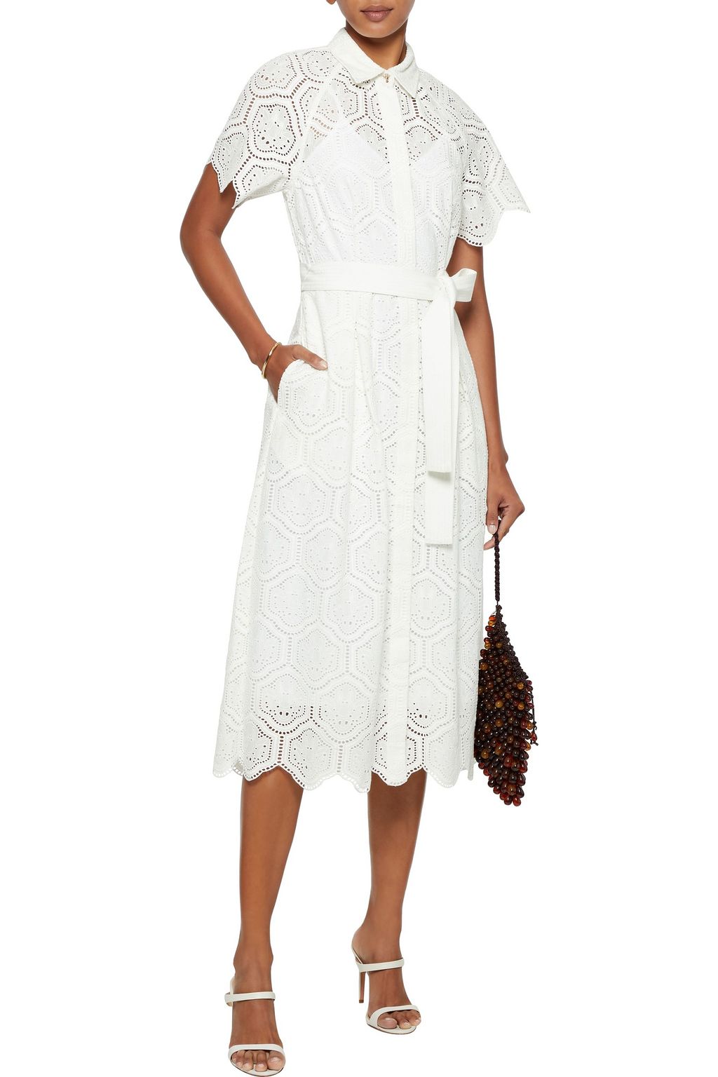 REBECCA VALLANCE Savannah belted broderie anglaise cotton midi dress