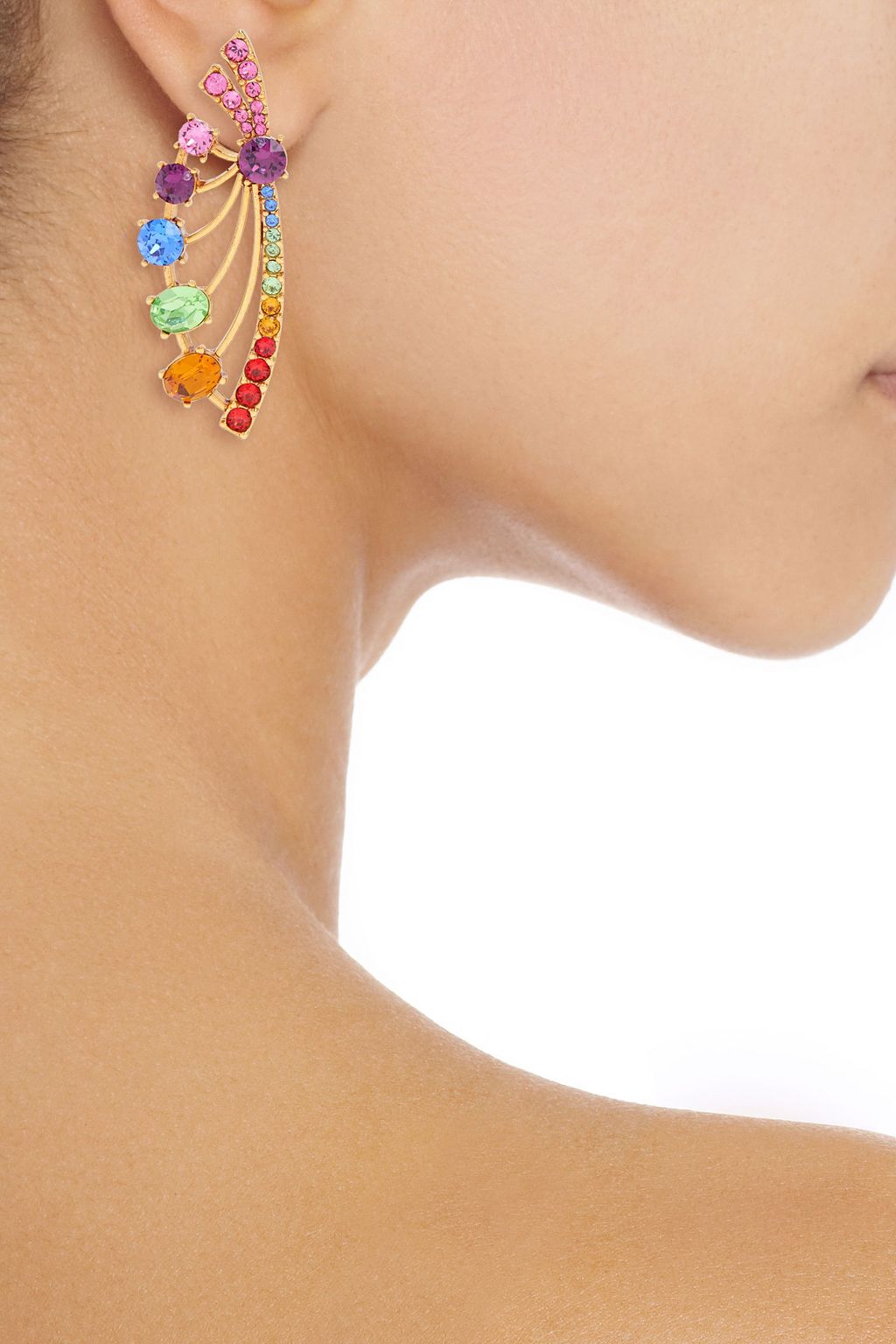 OSCAR DE LA RENTA Gold-tone crystal earrings