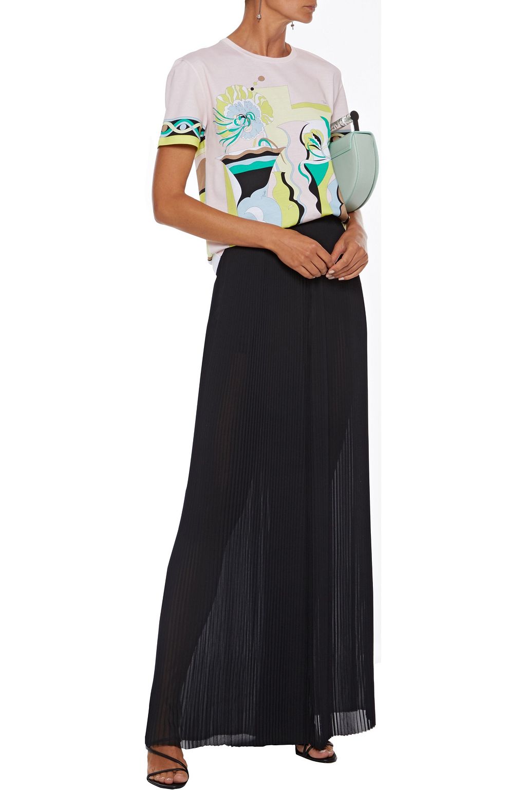 PUCCI Pleated crepe de chine wide-leg pants