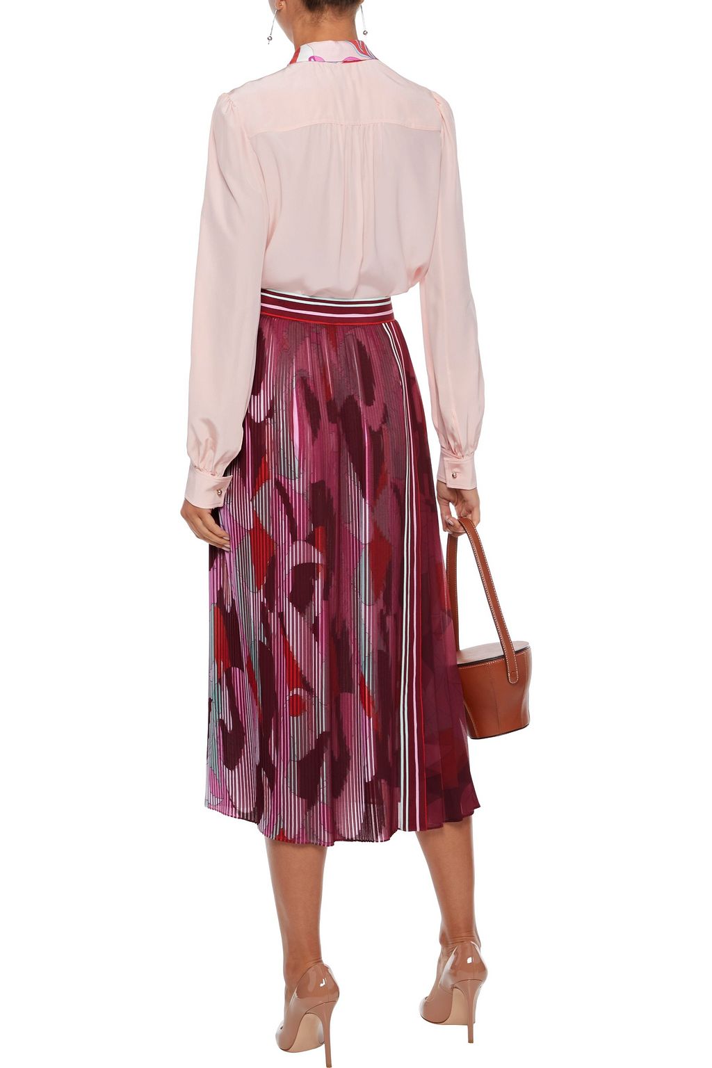 PUCCI Pleated printed crepe de chine midi skirt