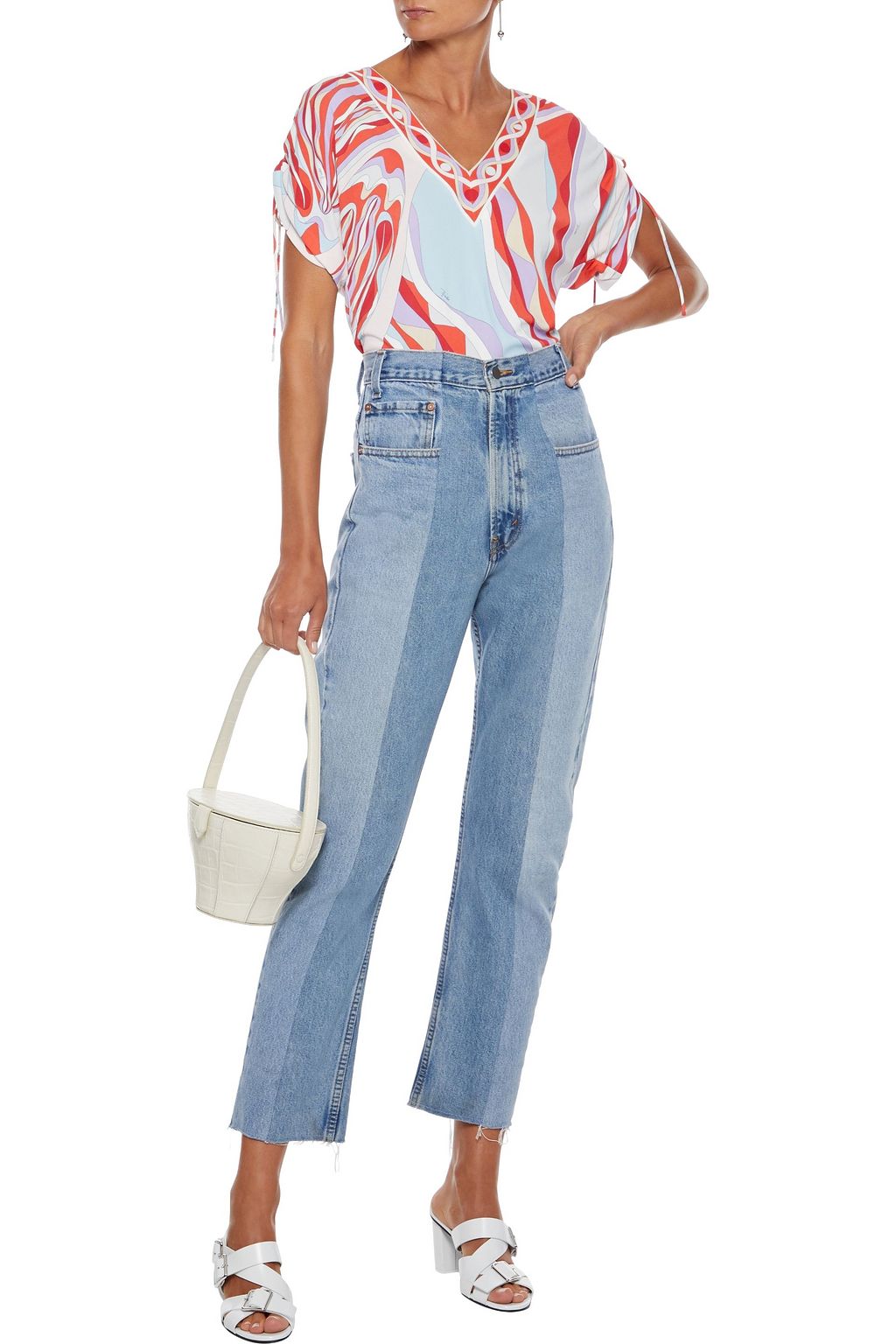 PUCCI Ruched printed jersey top