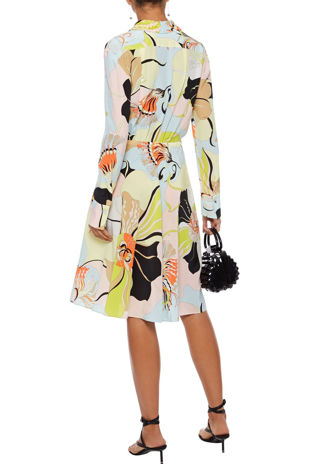 PUCCI Bead-embellished printed silk crepe de chine dress