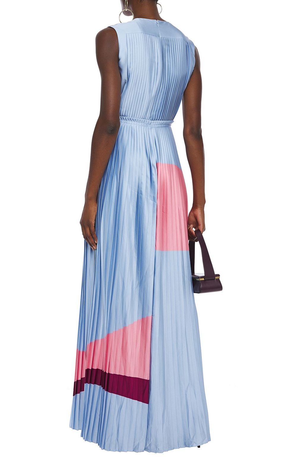 light blue satin maxi dress
