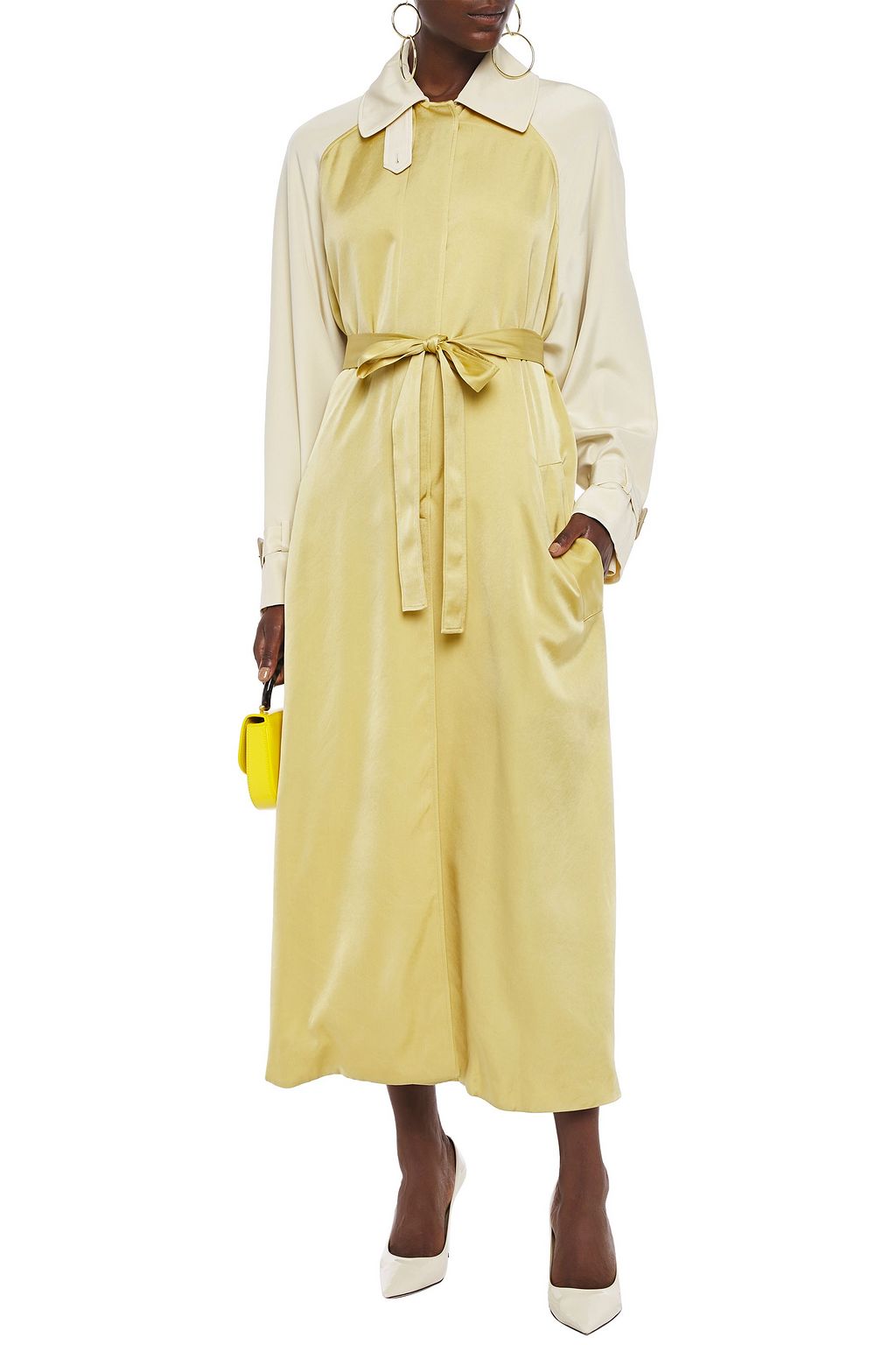 ROKSANDA Akuta belted cupro-paneled silk-satin coat