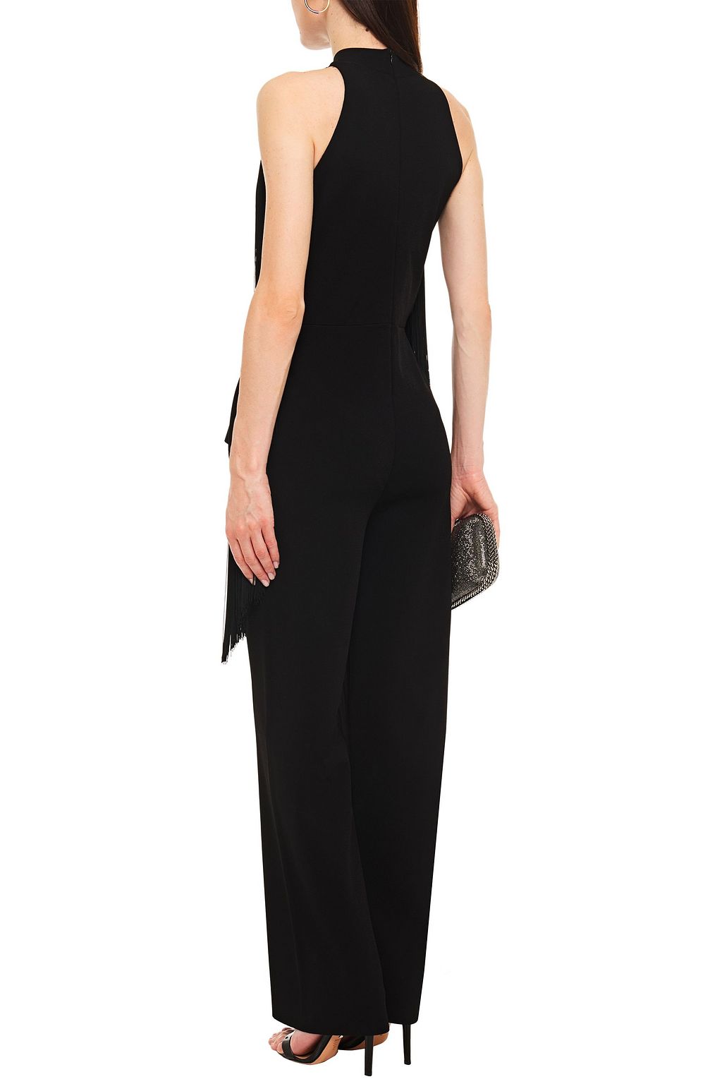 STELLA MCCARTNEY Fringed stretch-knit peplum jumpsuit