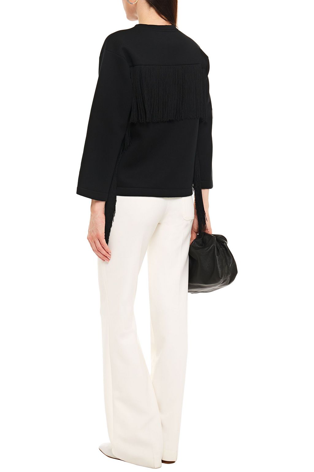 STELLA MCCARTNEY Fringed cotton-scuba sweatshirt