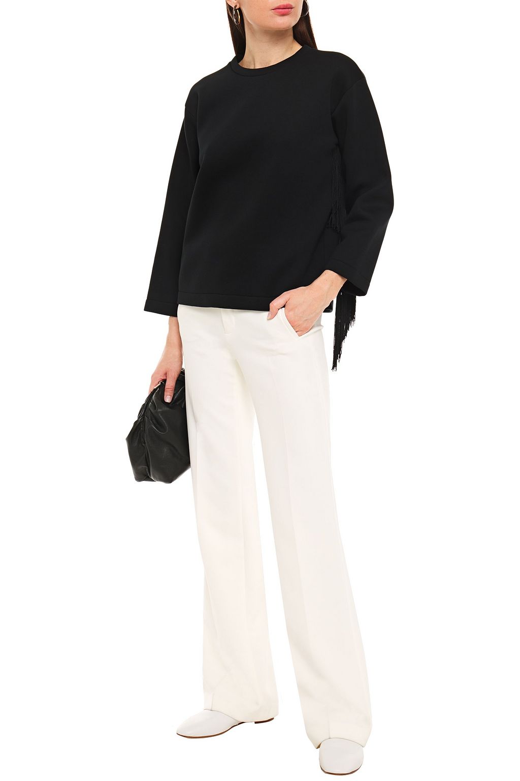 STELLA MCCARTNEY Fringed cotton-scuba sweatshirt