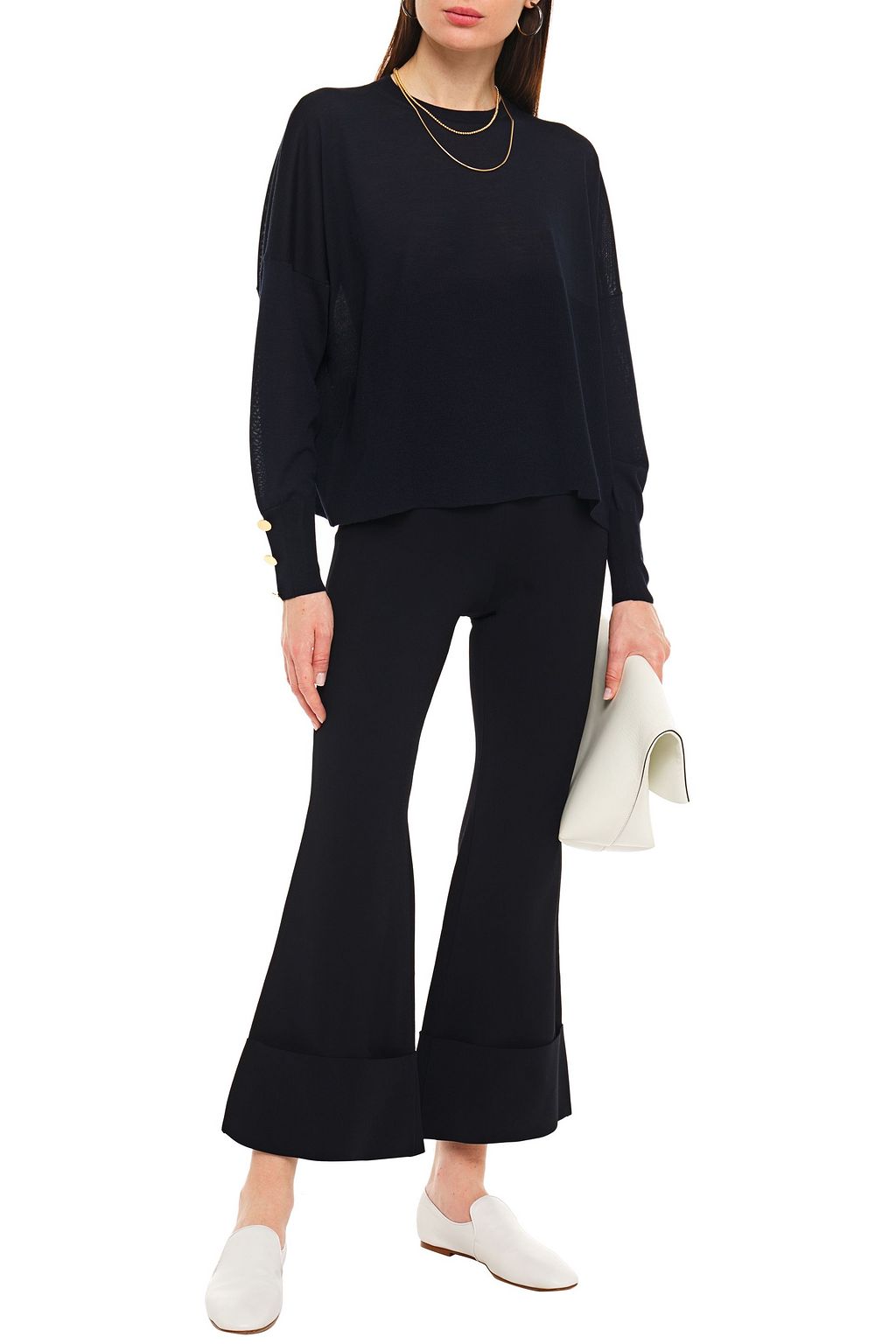 STELLA MCCARTNEY Button-embellished wool and silk-blend sweater
