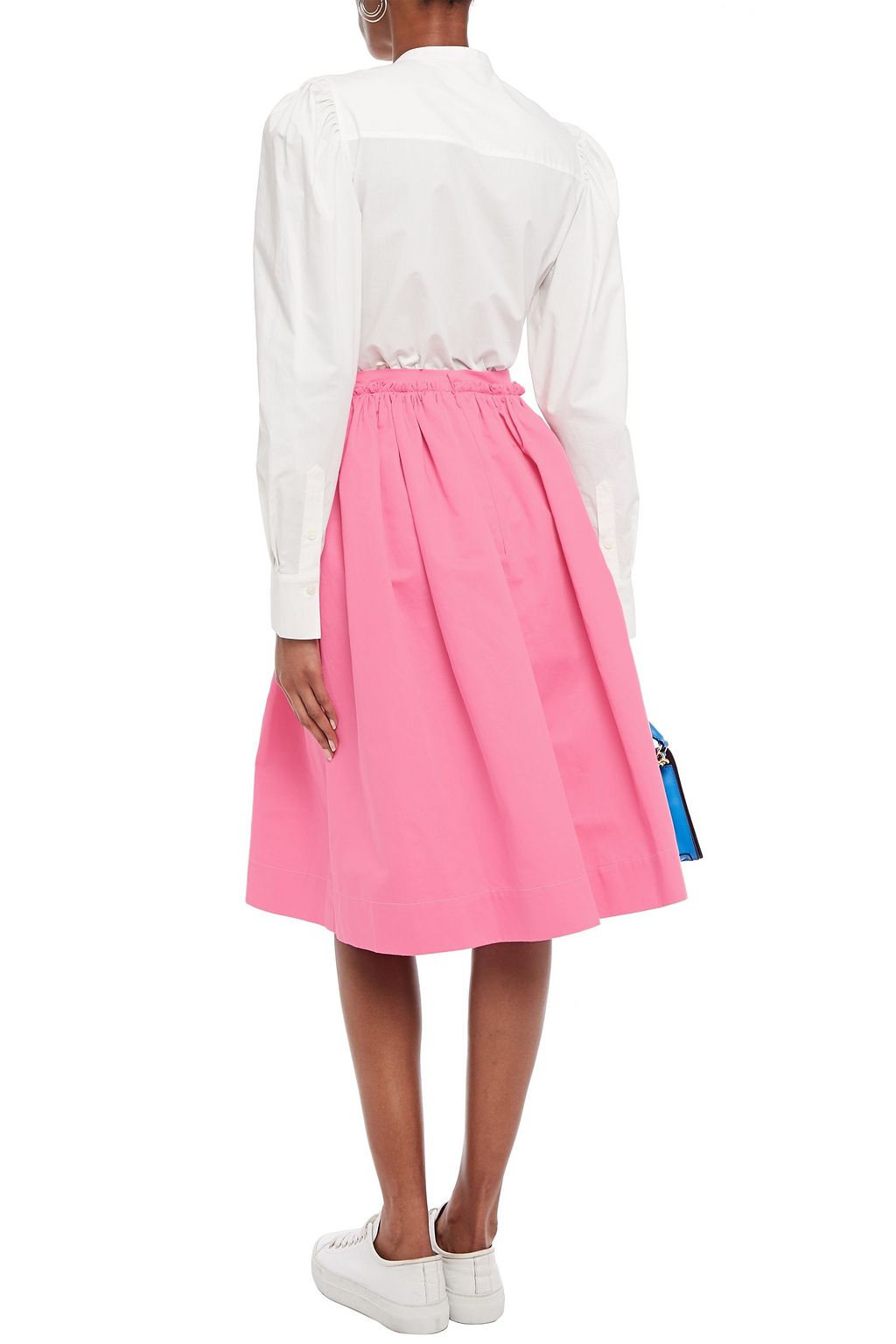 MARNI Gathered cotton and flax-blend twill skirt