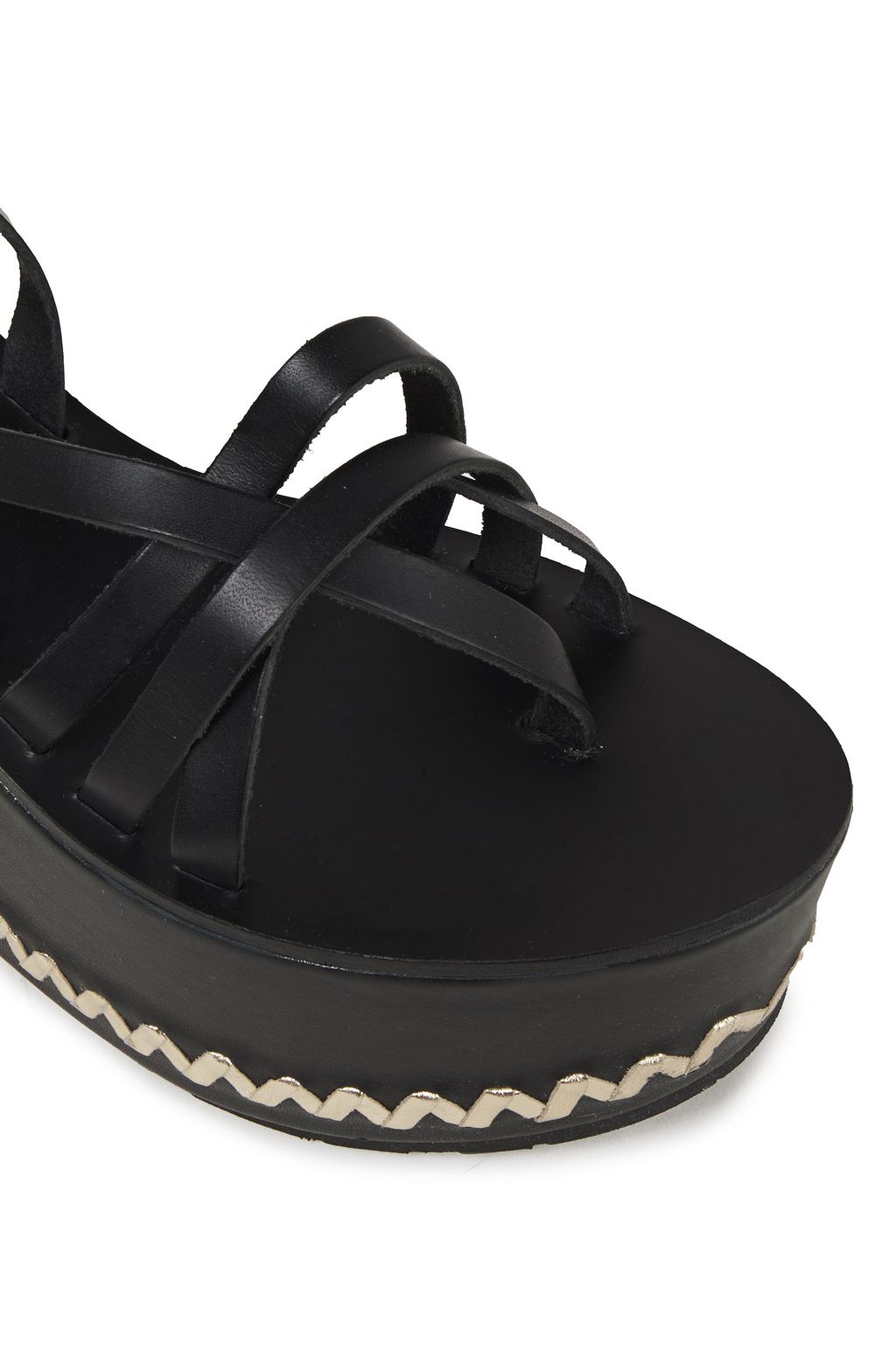 ANCIENT GREEK SANDALS Rickrack-trimmed leather platform sandals