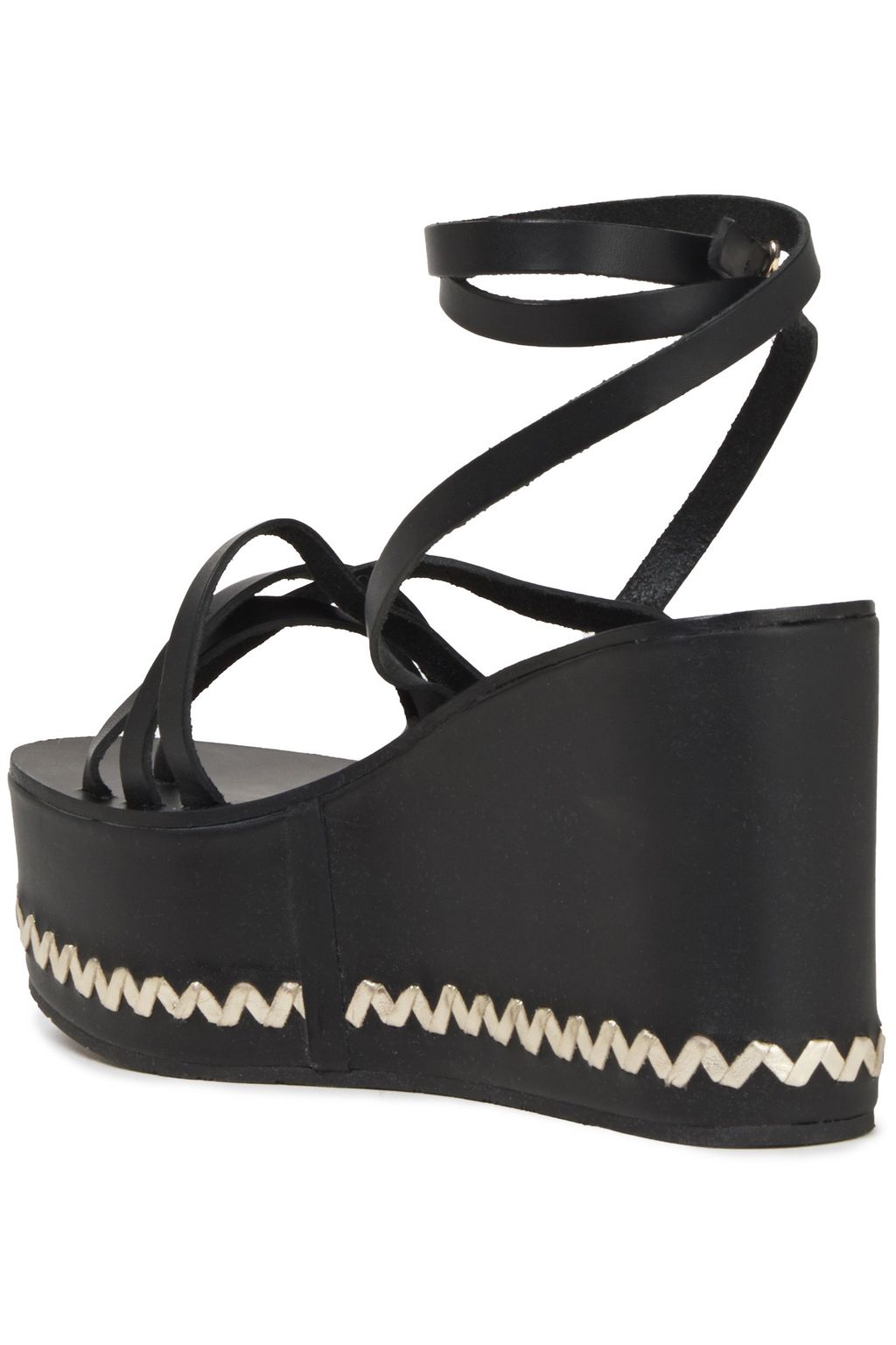 ANCIENT GREEK SANDALS Rickrack-trimmed leather platform sandals