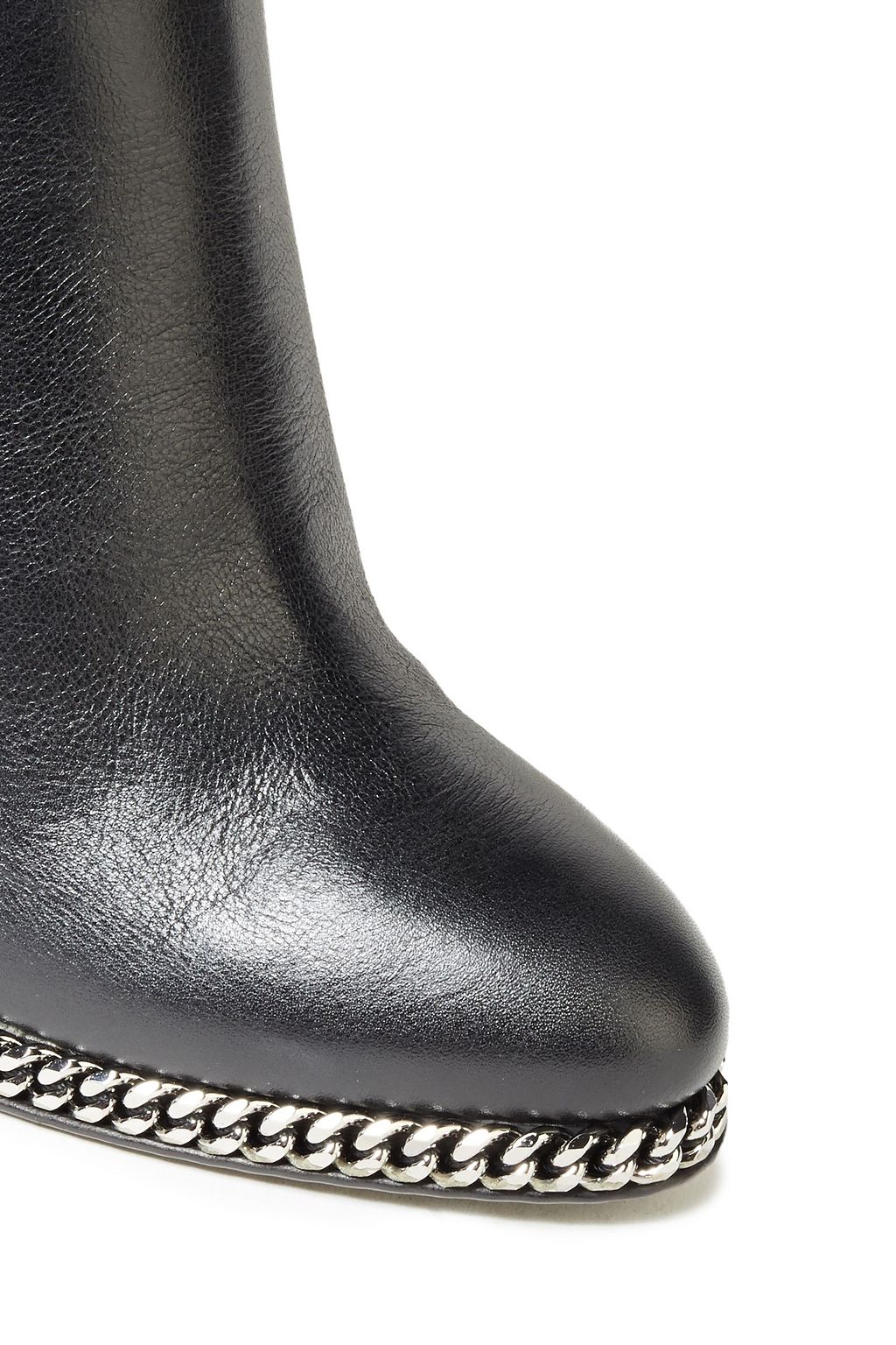 BALMAIN Emma chain-trimmed textured-leather knee boots