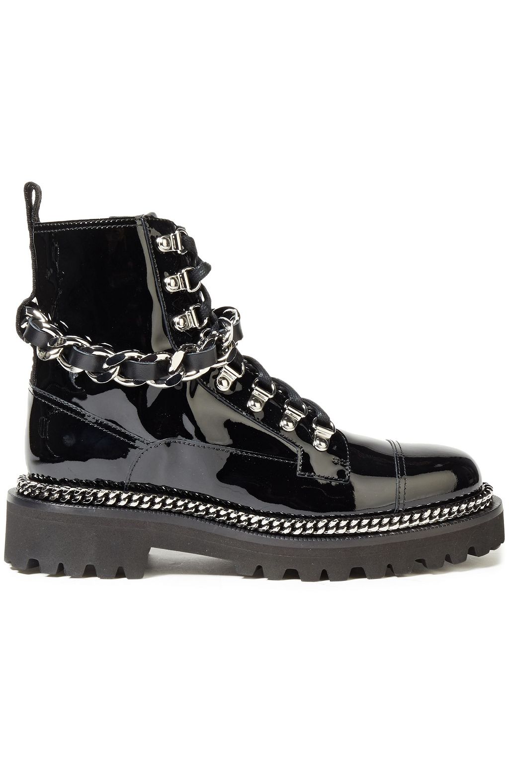 black chain ankle boots