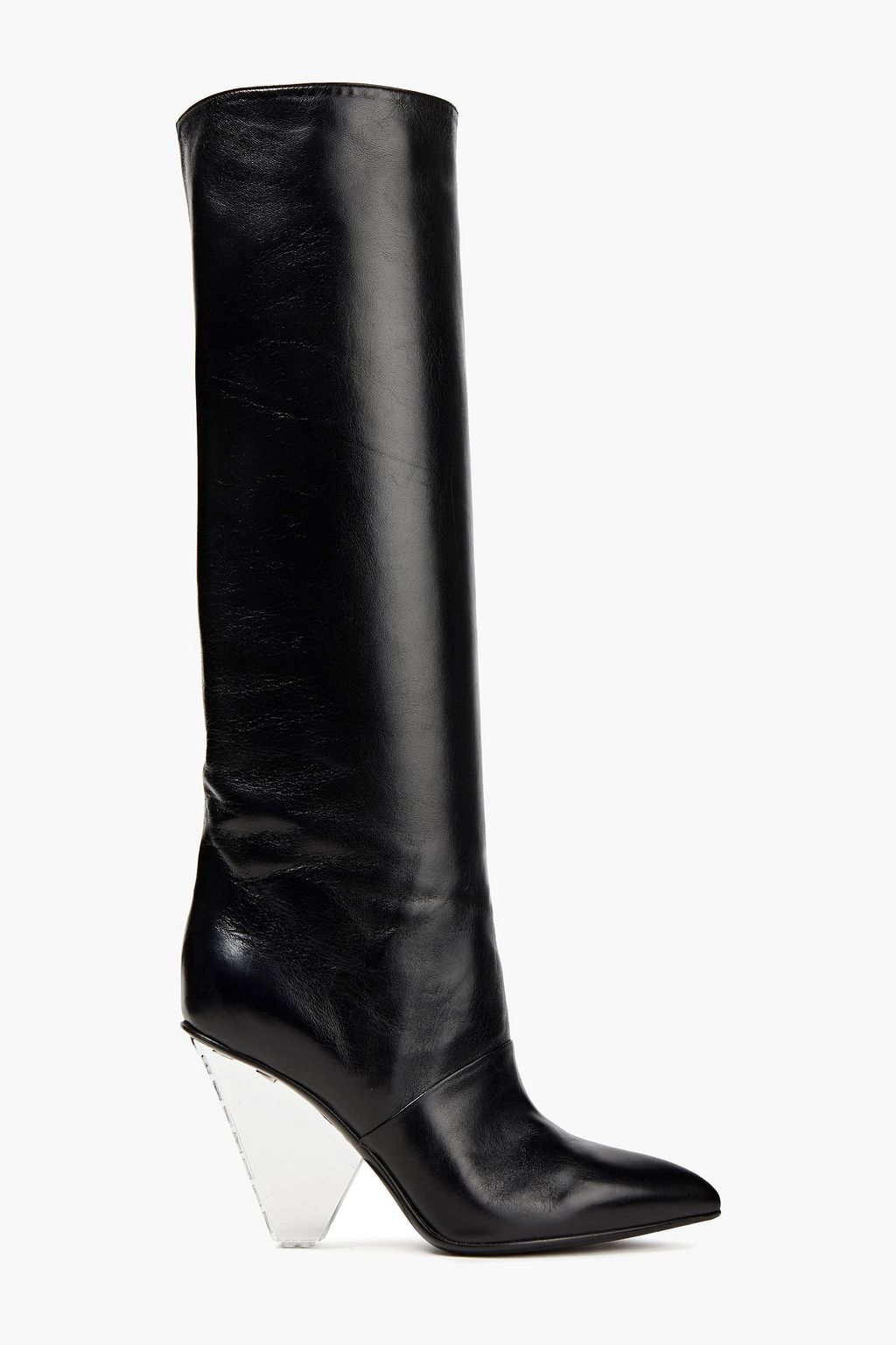 black leather knee high boots sale