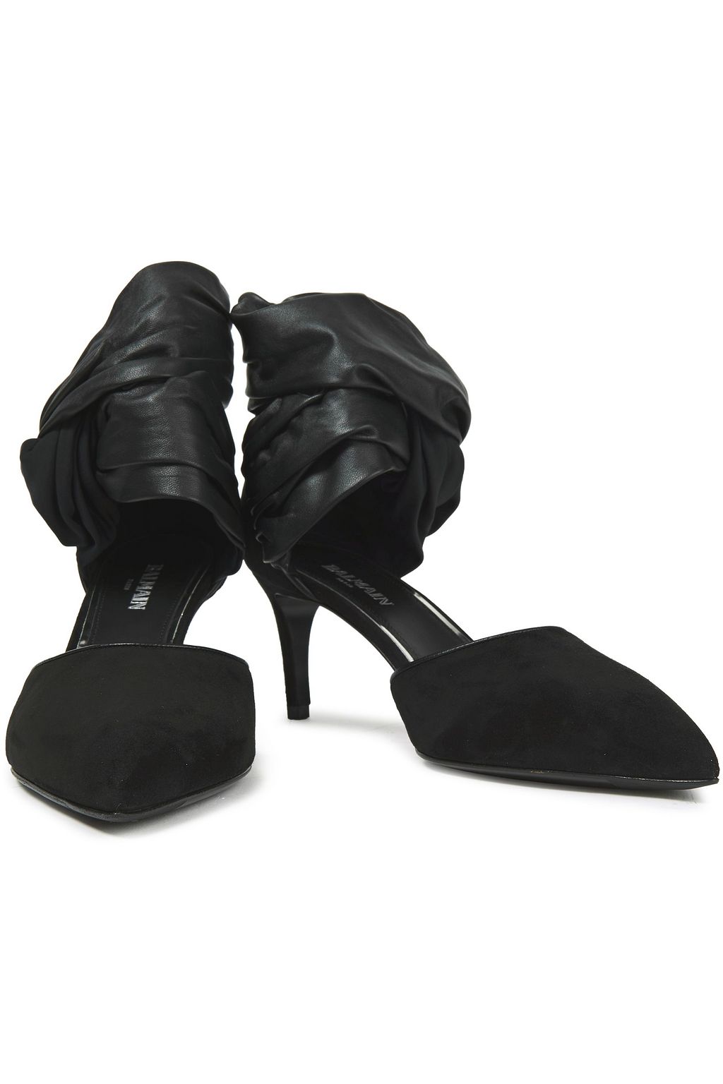 BALMAIN Twisted leather, suede and stretch-jersey pumps