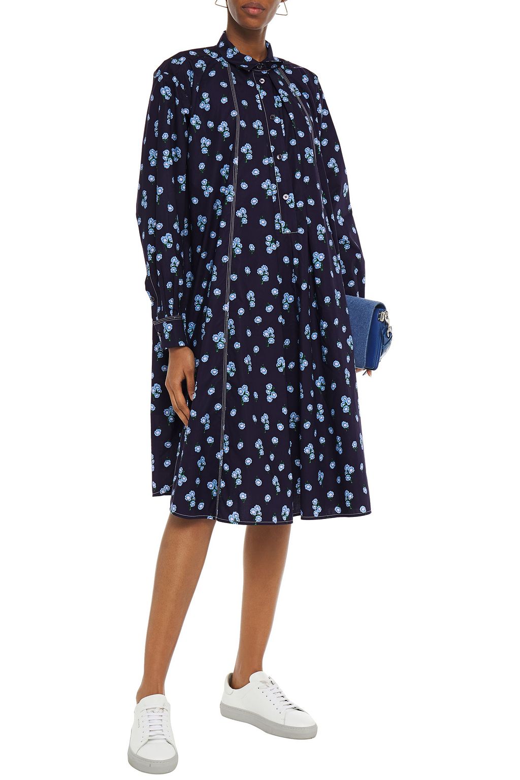 MARNI Floral-print cotton-poplin shirt dress