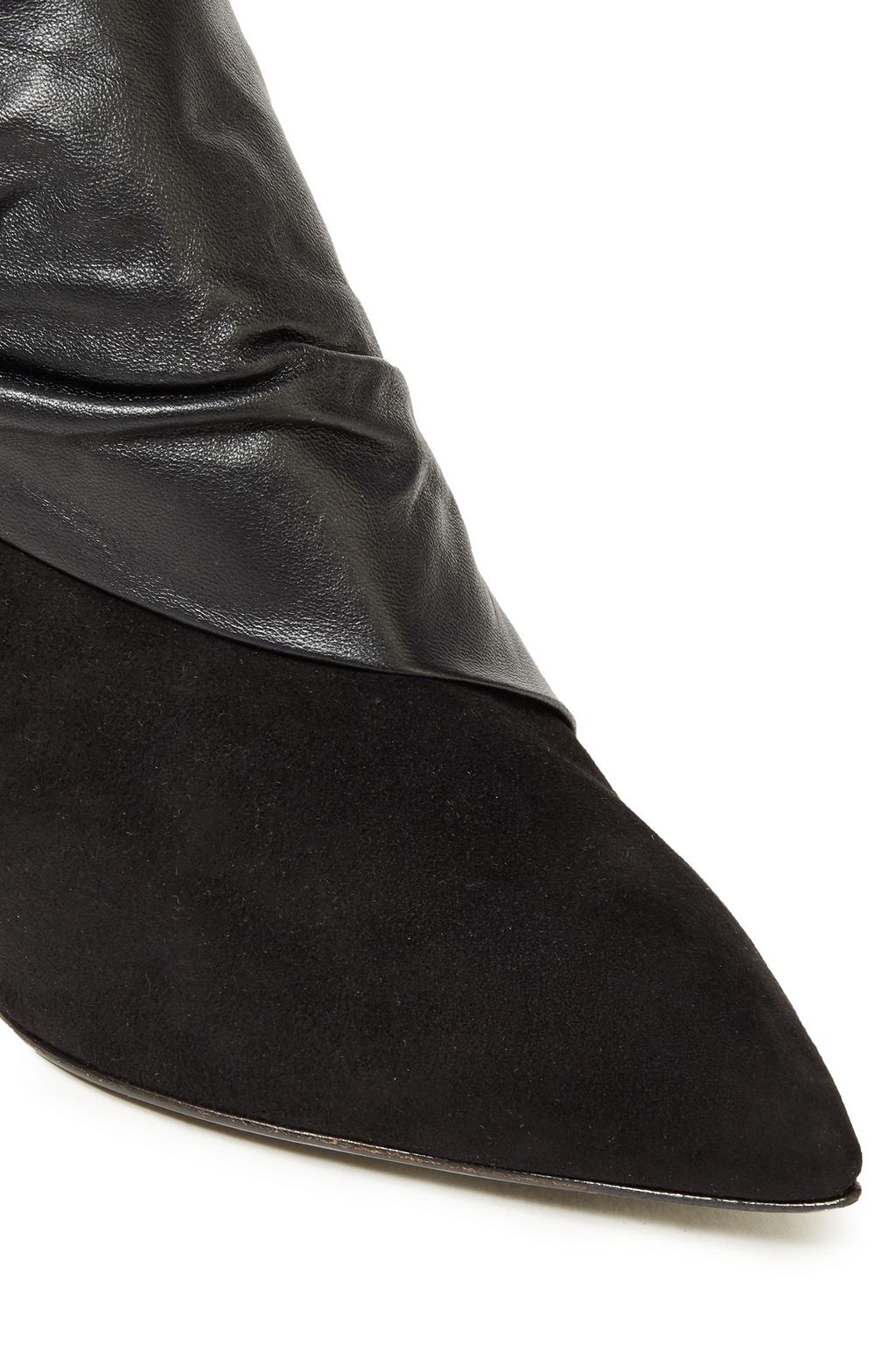 BALMAIN Bow-embellished leather and suede ankle boots