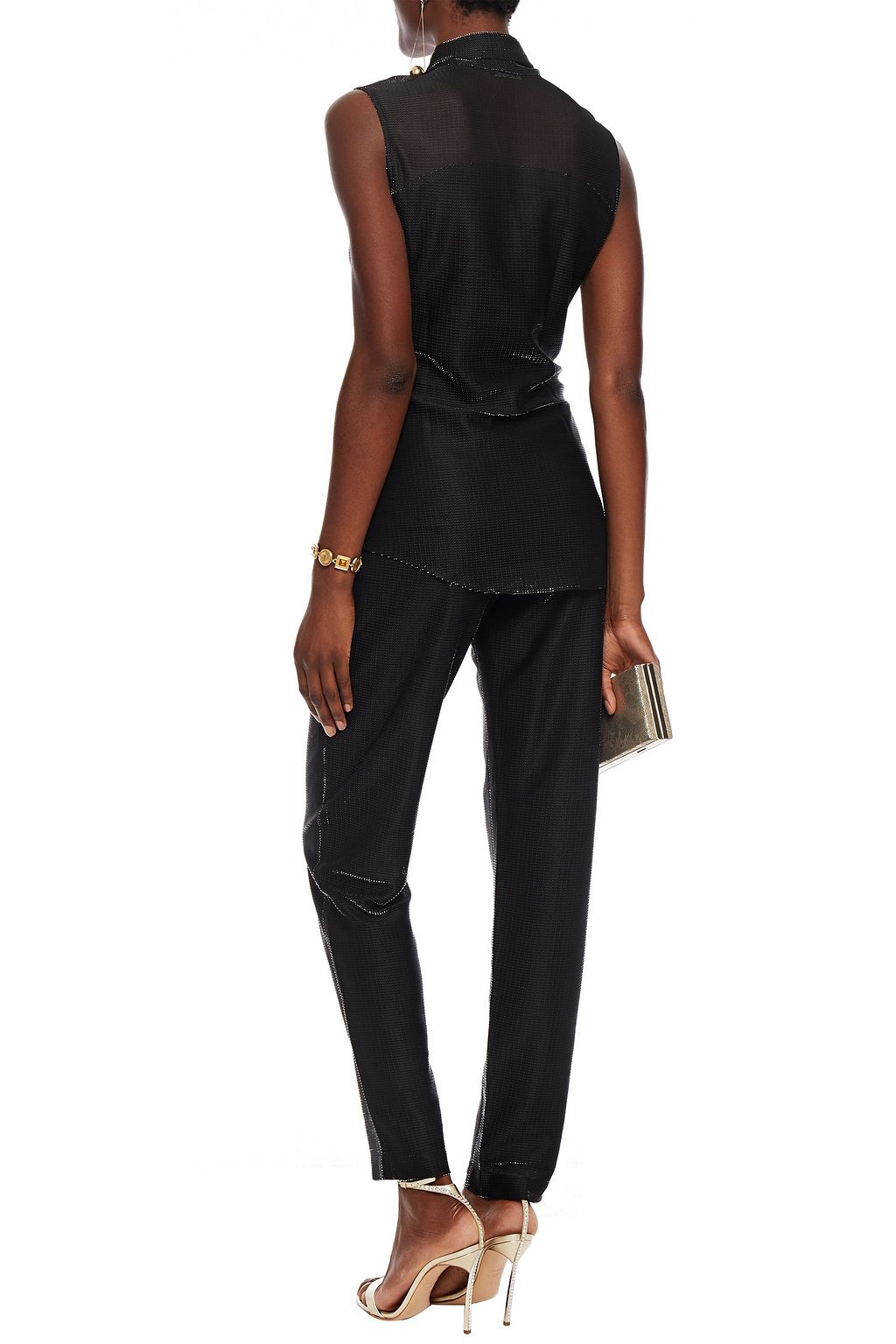 BALMAIN Metallic woven tapered pants