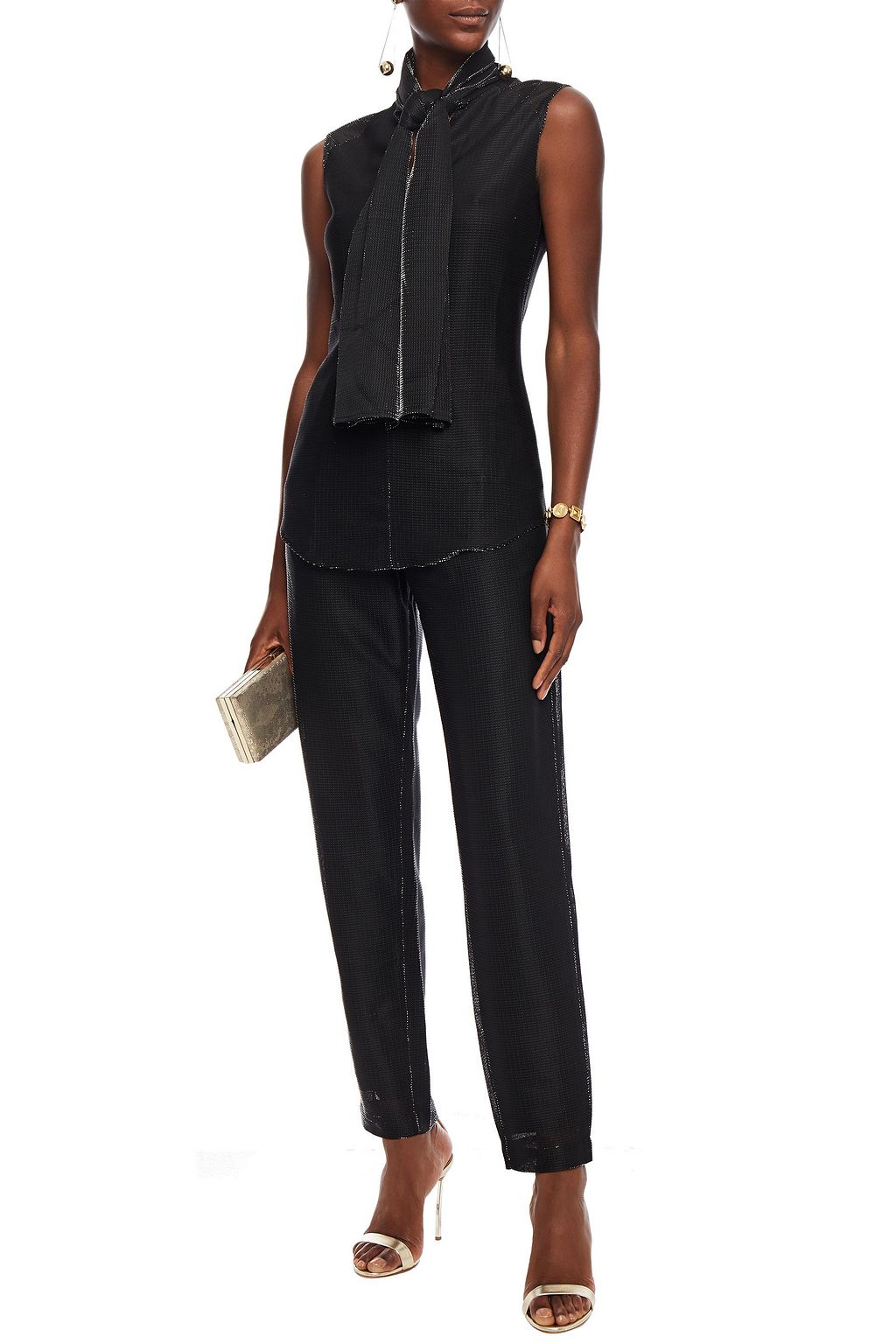 BALMAIN Metallic woven tapered pants