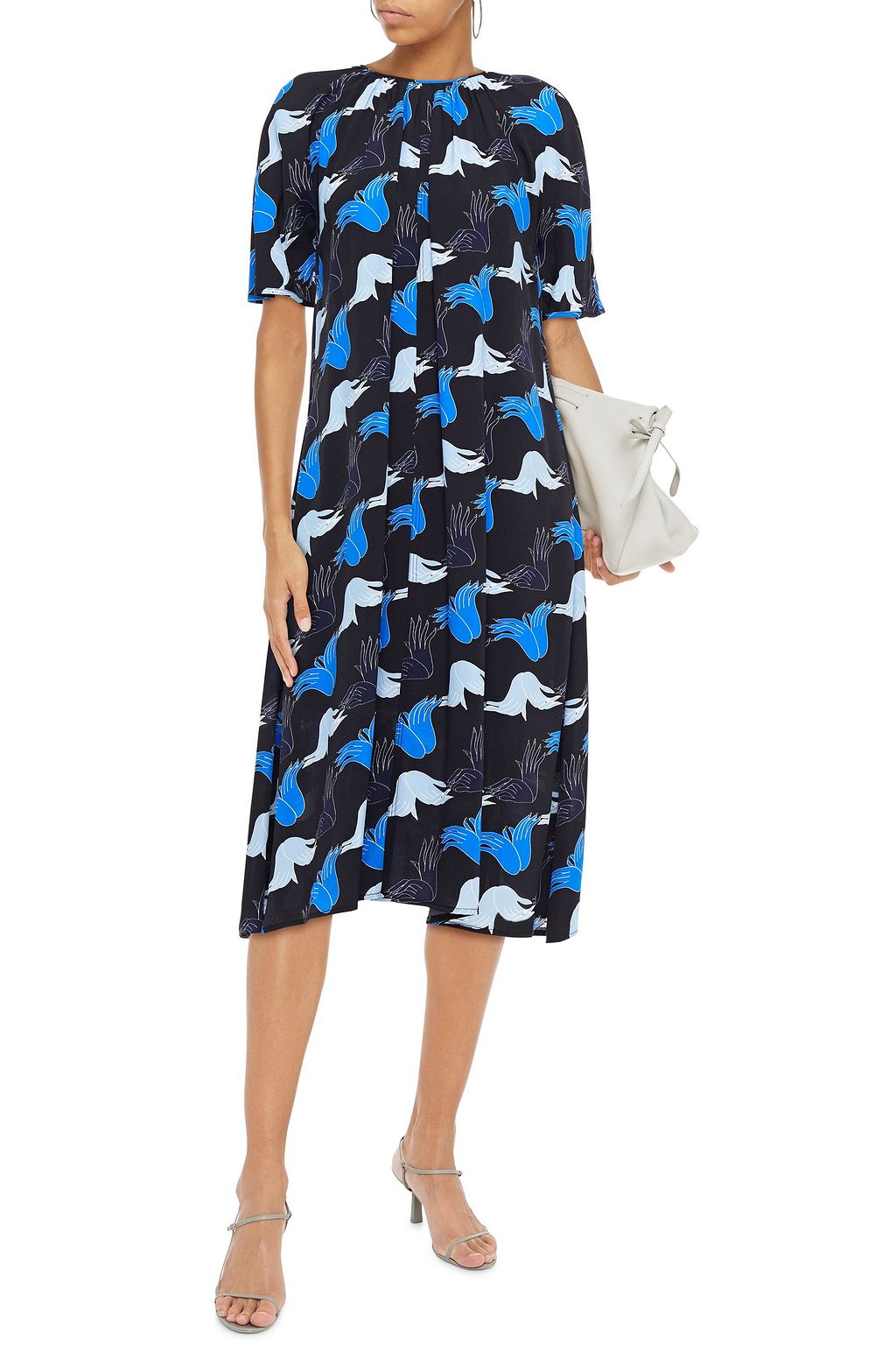 MARNI + Bruno Bozzetto gathered printed crepe midi dress