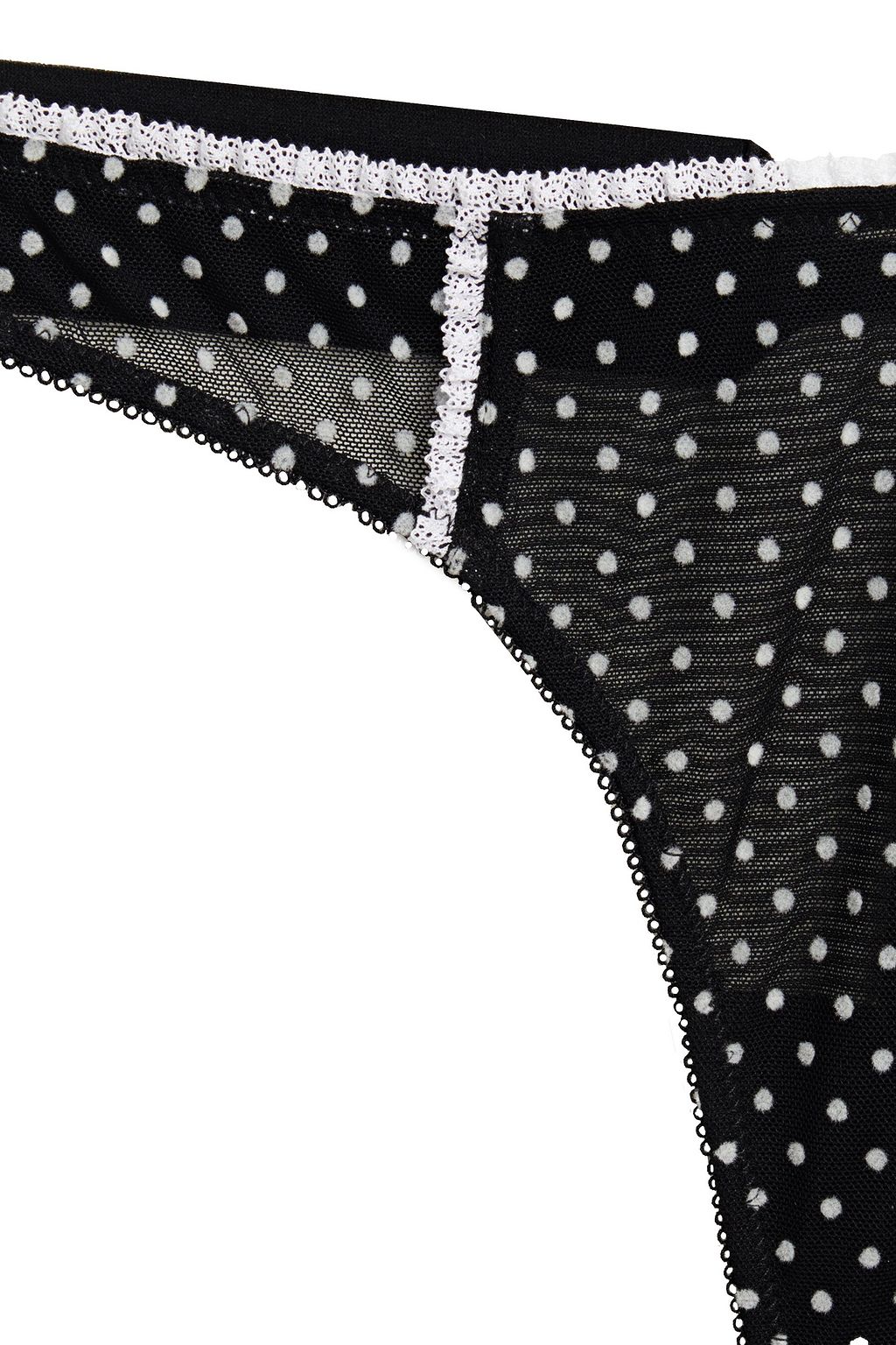 MORGAN LANE Velvet-trimmed flocked mesh mid-rise thong