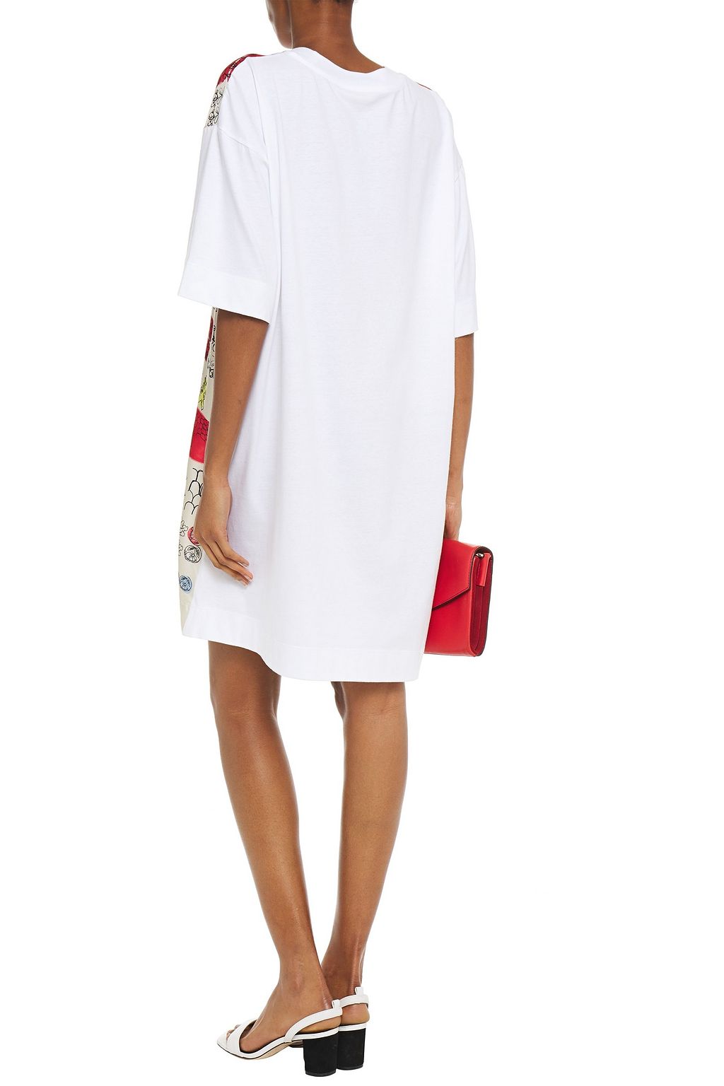 MARNI Printed silk-twill and cotton-jersey mini dress